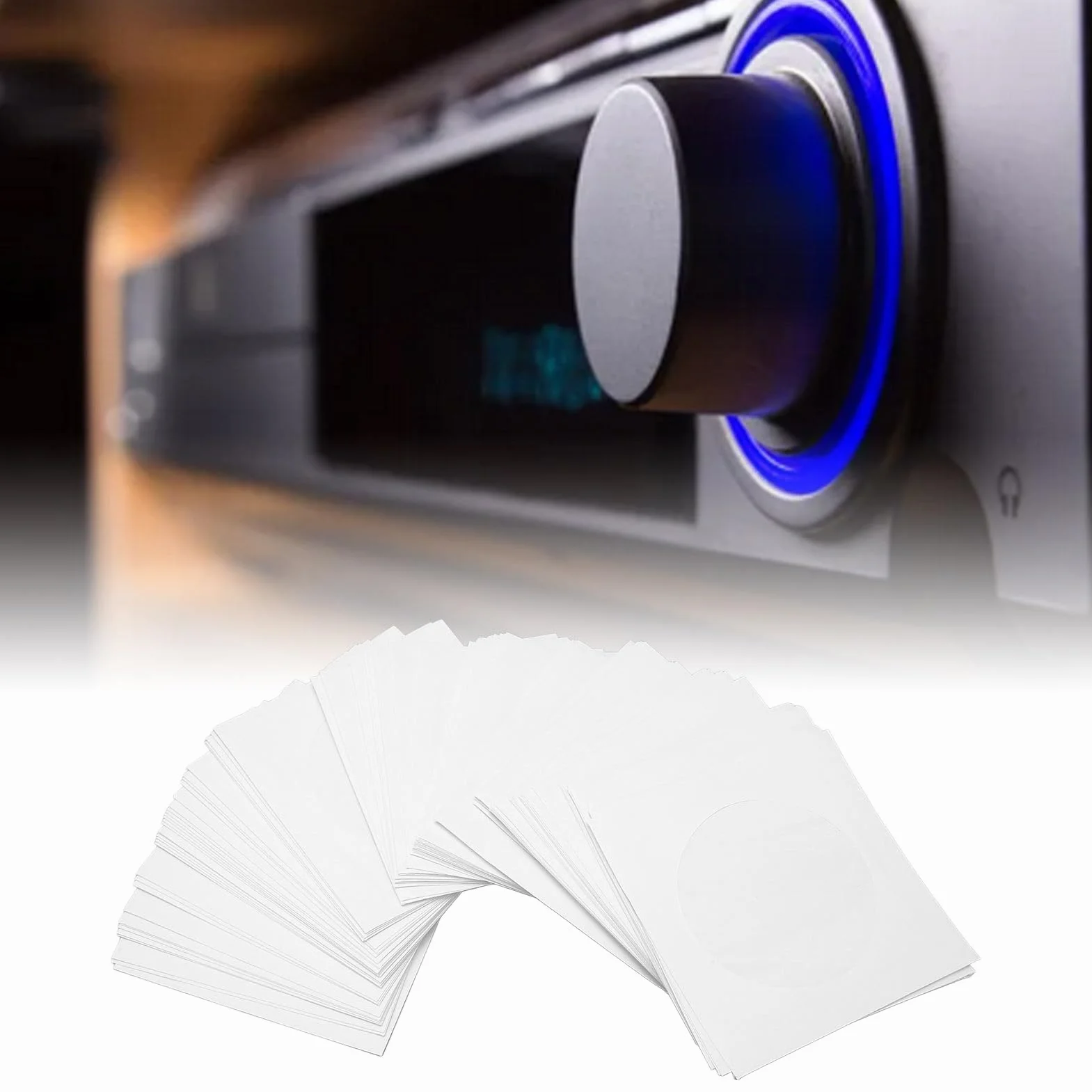 Vbestlife 100 sztuk rękawów na płyty CD, gruby biały papier CD DVD koperta z przezroczystym wycięciem okiennym i klapą, na dysk 8 cm