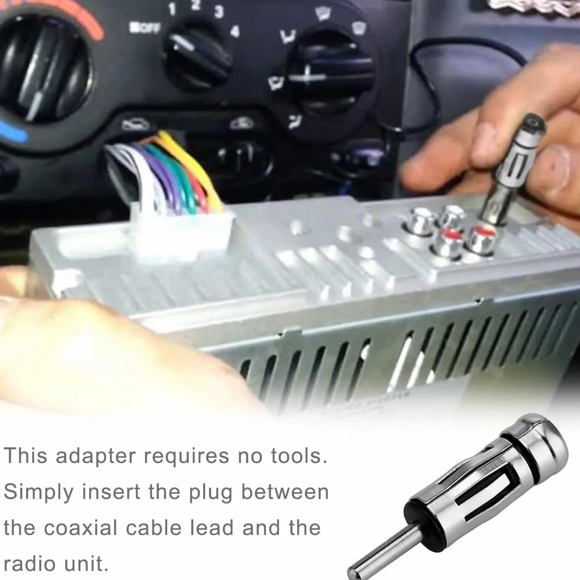 Adapter antenowy DIN - ISO złącze antenowe wtyczka wtyczka samochodowa wtyczka radio samochodowe adapter uniwersalny adapter do radia samochodowego (srebrny + czarny) - 8 szt