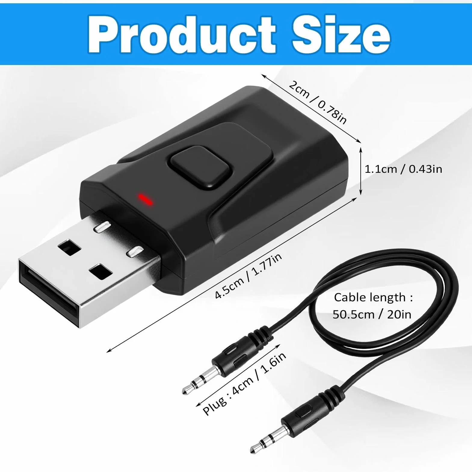 HENGBIRD Adapter Bluetooth USB 5.0 2 w 1 USB Bluetooth nadajnik audio TV adapter Bluetooth adapter TV USB Bluetooth Auto Audio 3,5 mm Low Latency Transmiter Receiver do PC, słuchawek, głośników