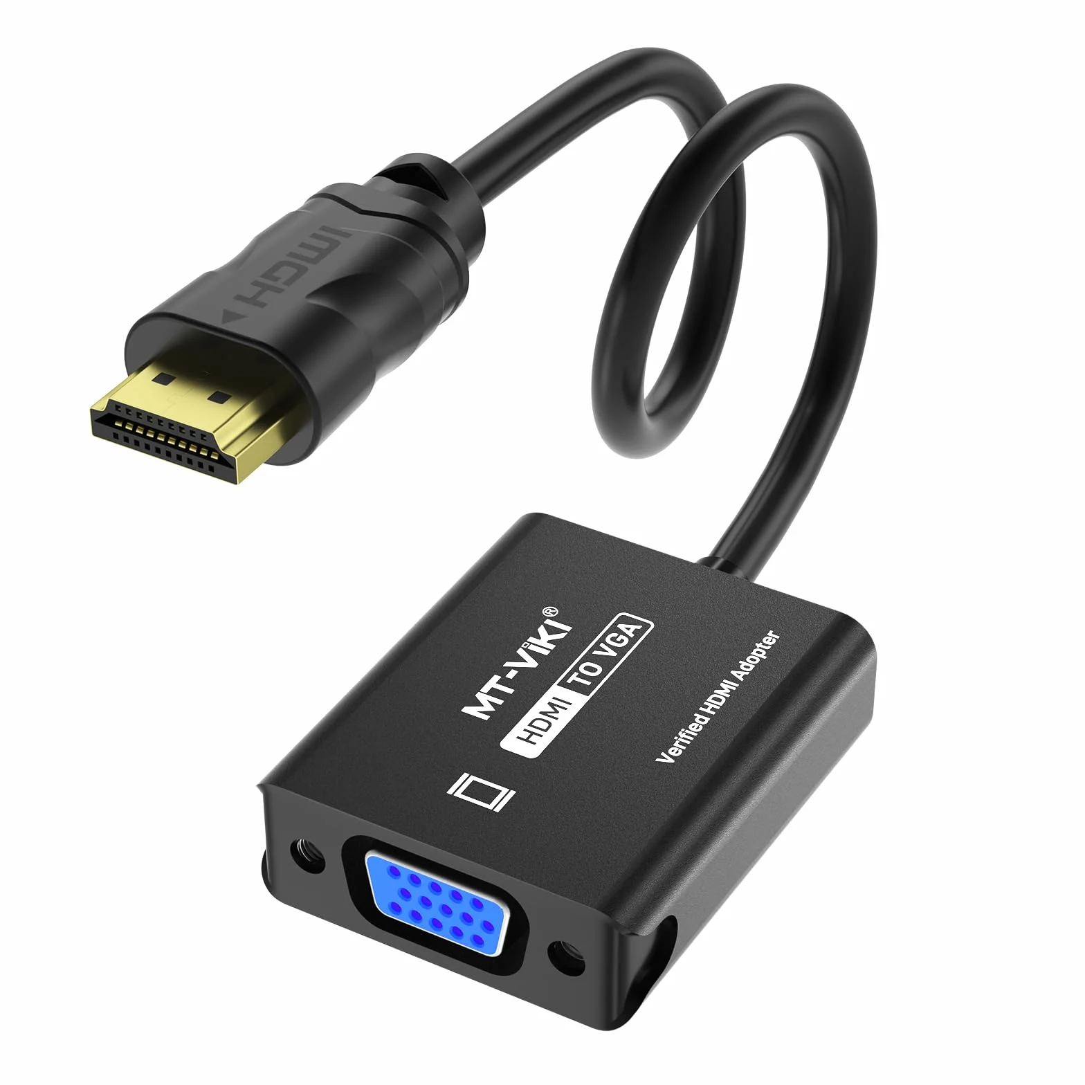 MT-VIKI Adapter HDMI na VGA, adapter HDMI do VGA 1080p, kompatybilny z komputerem, laptopem, monitorem, projektorem, HDTV, Chromebookiem, Rokiem, Xbox i innymi, 1 sztuka