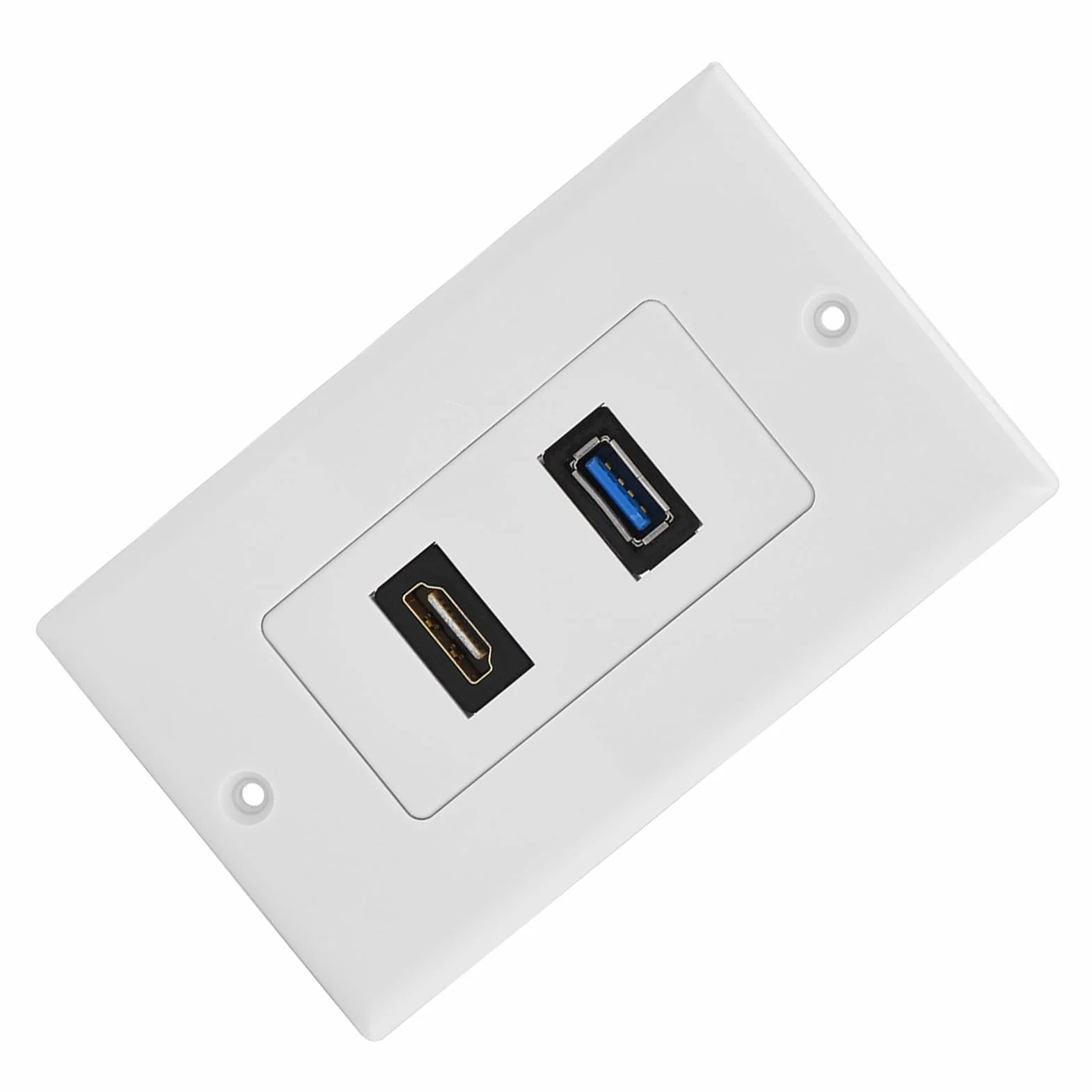 Haofy 2 porty HDMI, USB 3.0, gniazdo ścienne, płyta USB, ładowarka elektryczna, złącze kompozytowe audio, złącze wideo, złącze płyty ściennej, 2 w 1, wyjście, przedłużacz, biały
