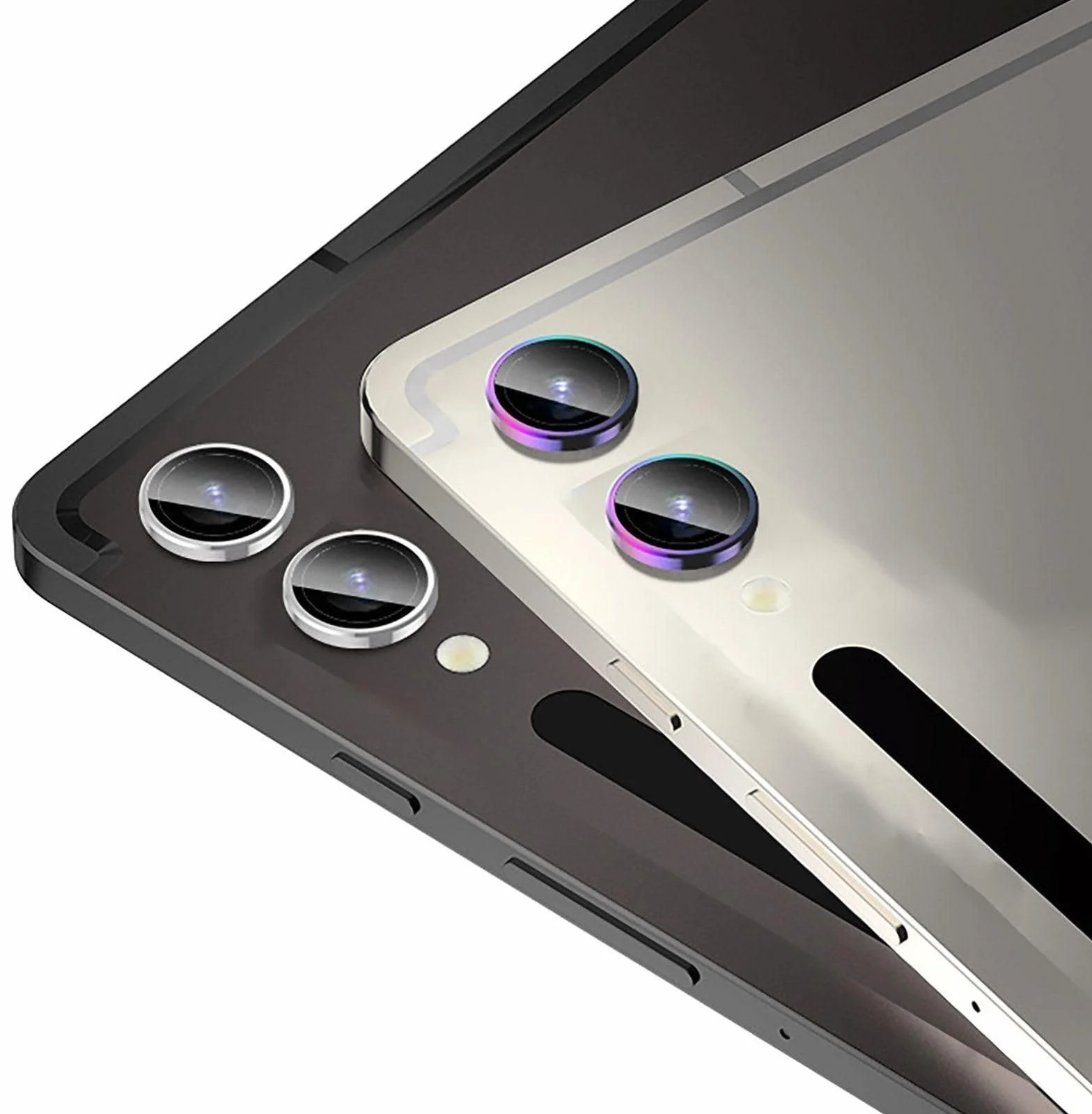 GIOPUEY Pełna ochrona obiektywu aparatu kompatybilna z Samsung Tab S10 Ultra/S9 Ultra, [2 sztuki] metal + szkło hartowane, osłona aparatu - czarna