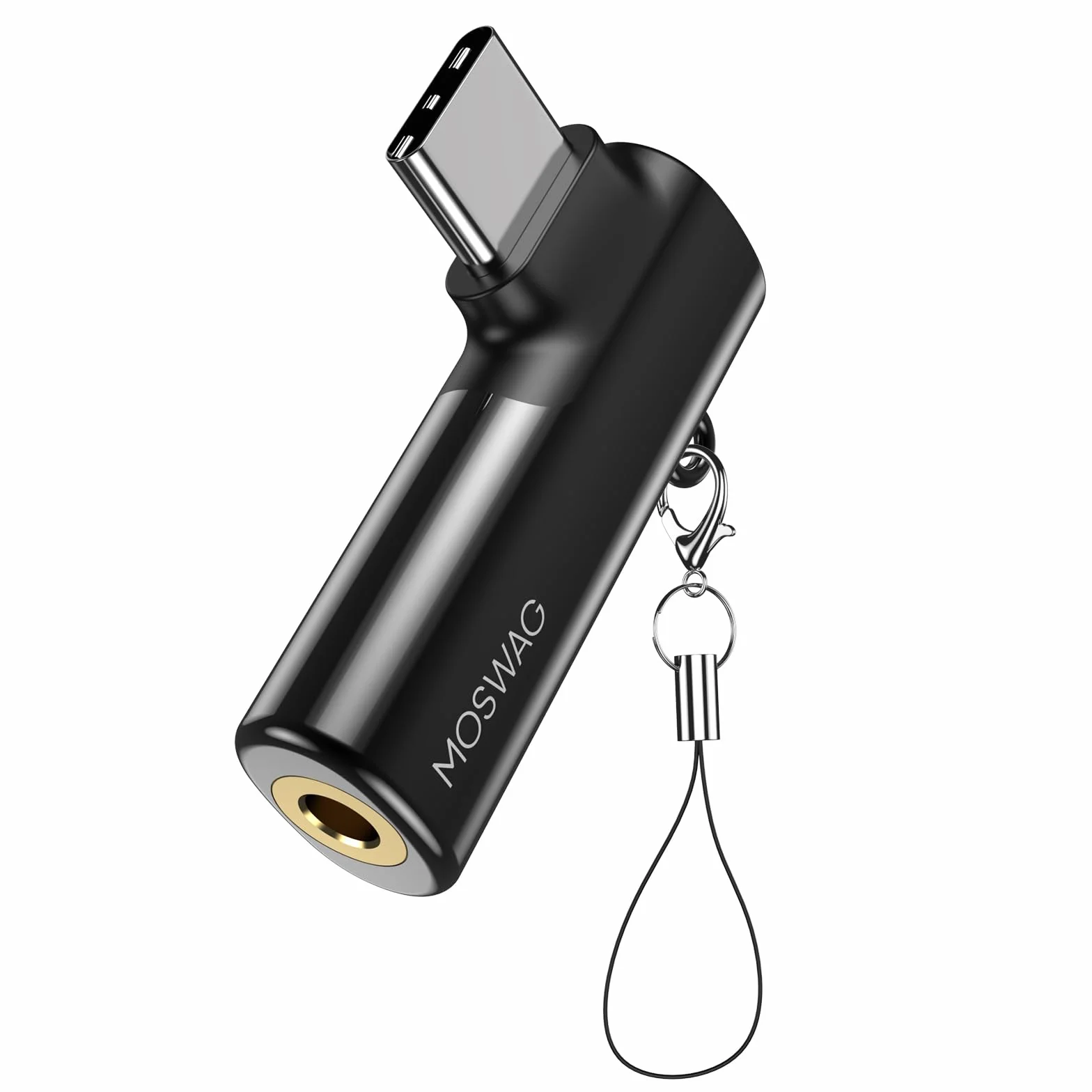 MOSWAG Gniazdo USB C na 3,5 mm typu C adapter do słuchawek kątowy mikrofon Aux Audio Dongle adapter do słuchawek ze stopu cynku kompatybilny z Samsung Galaxy S23 S22 S21 Ultra, Huawei P50/40/30, Mate