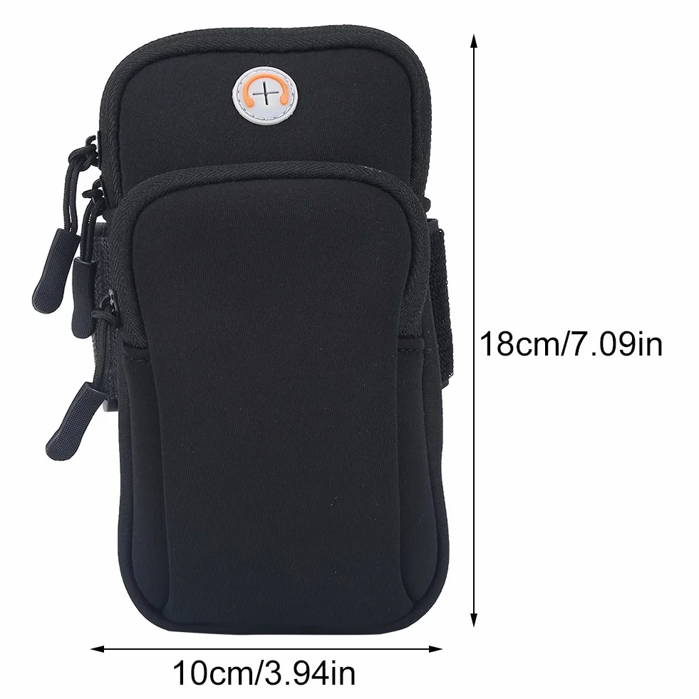 Opaska do biegania, uchwyt na telefon, torba na ramię torba na kostkę do biegania na świeżym powietrzu sportu na siłowni (18 x 10 cm) - otwór na słuchawki, konstrukcja z podwójnymi kieszeniami