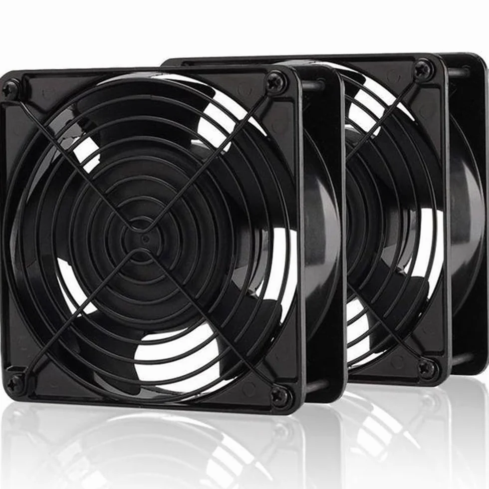 Xiatiaosann Czarne metalowe grille na palce, 120 mm, osłona wentylatora chłodzącego komputera PC (4 sztuki) na biurko, serwer