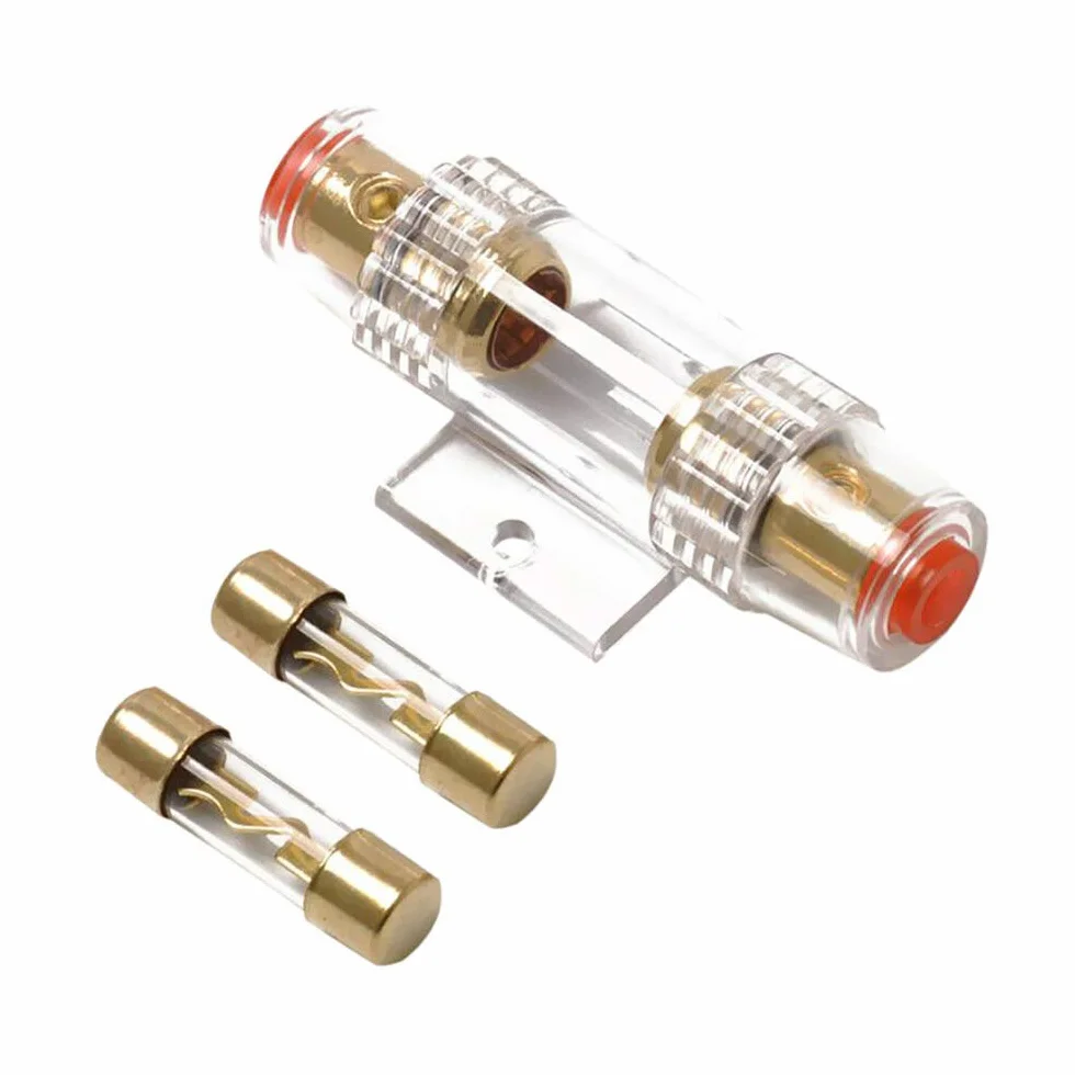 ETOPARS 40 A Inline AGU uchwyt bezpiecznika samochodowy audio bezpieczeństwo ochrona szklana rurka pozłacana z 2 szt. bezpieczników AGU 40 A do drutu o przekroju 4 6 8