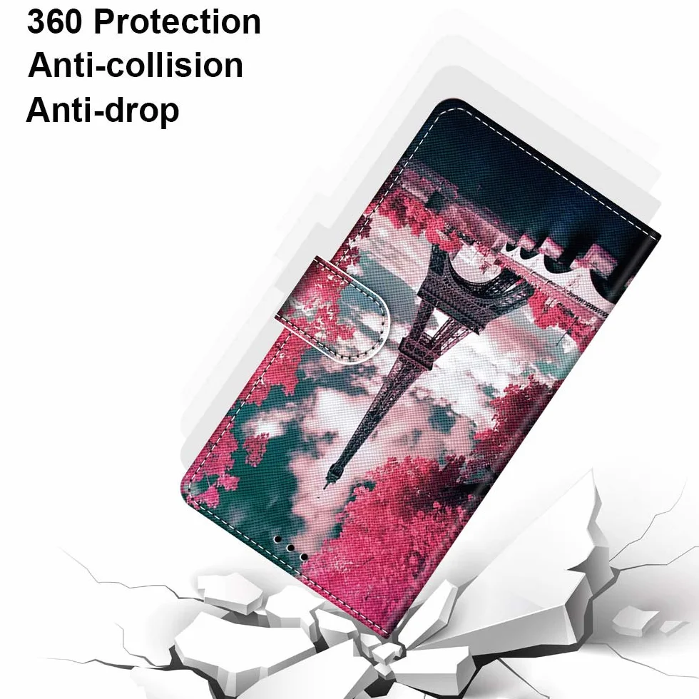 Etui do Huawei Mate 20 Lite, Etui ze skóry PU Magnes Portfel Kolorowy Design Etui z klapką Portfel [Kreatywnie malowane] Etui do Huawei Mate 20 Lite (Wieża Eiffla)
