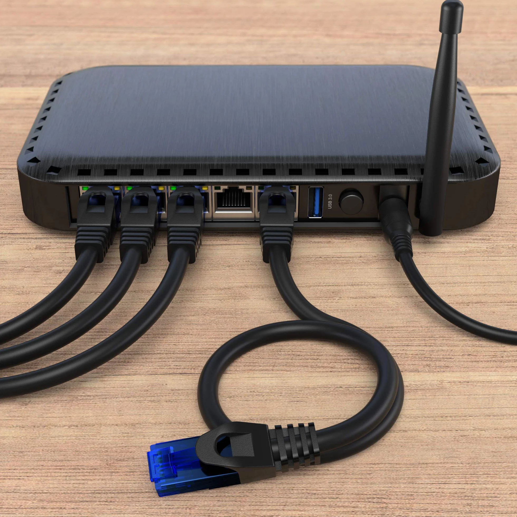 KabelDirekt – Kabel Sieciowy, Kabel Ethernet/LAN – 20m, dostępny w długościach od 0,25-30m (10 Gb/s, prędkość światłowodowa dla sieci gigabitowych, switch/router/modem z RJ45, czarny/niebieski)