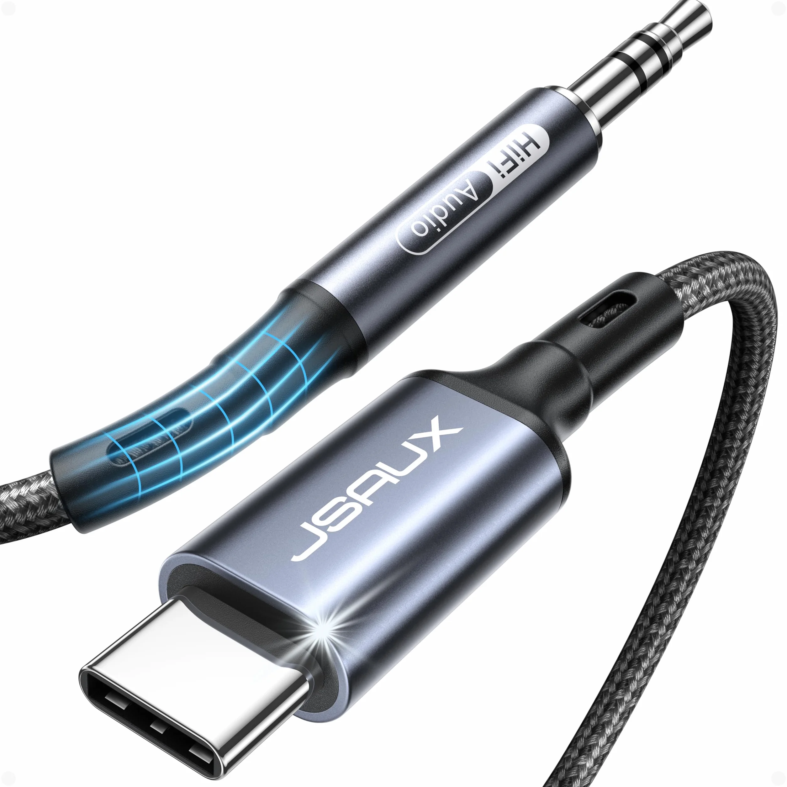 JSAUX Kabel USB C do Aux 1M, USB typu C do 3,5 mm kabel audio jack do iPhone 15 Pro Max, iPad Pro, Samsung Galaxy S24/S23/S22 Ultra, Huawei P40