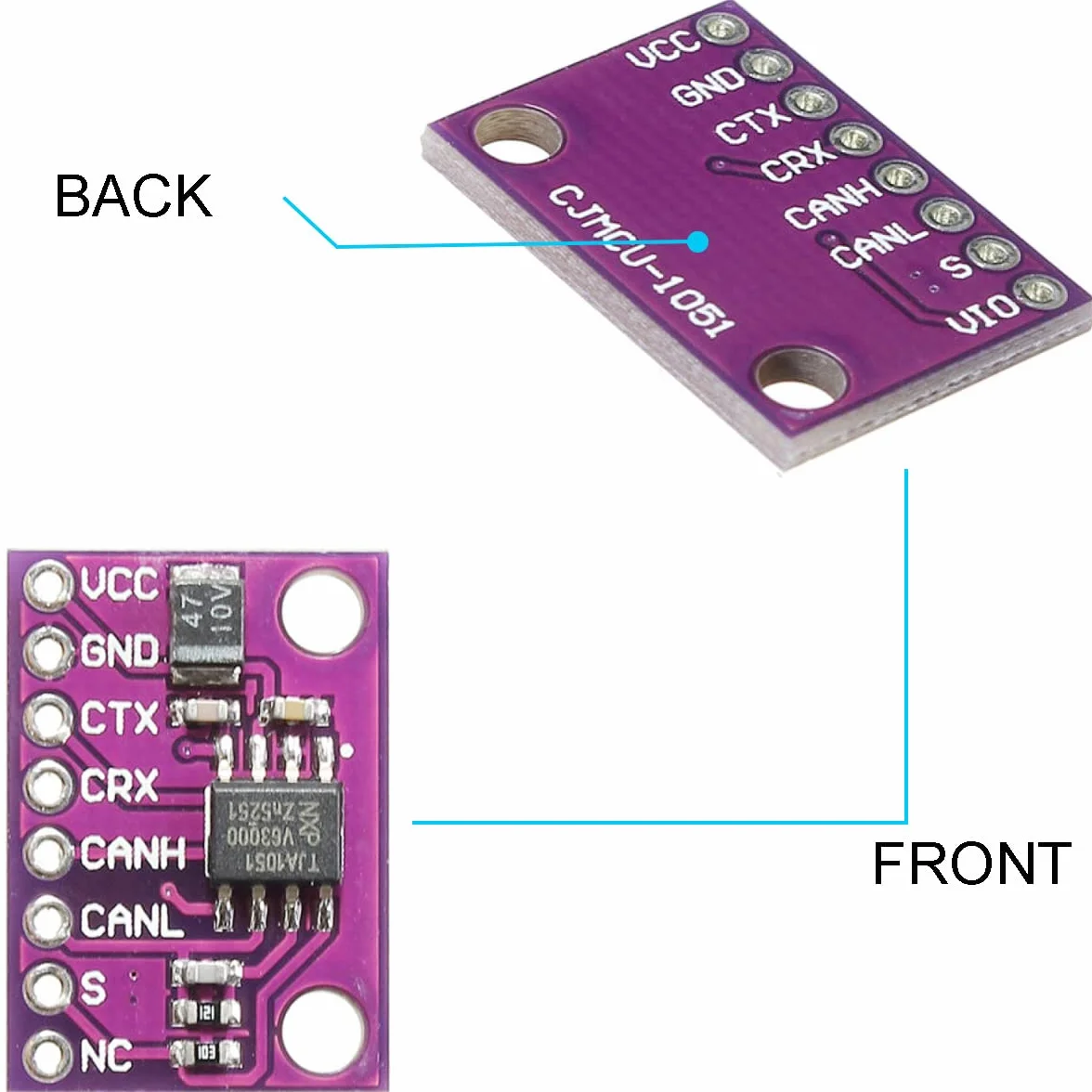 2 szt. 3 V ~ 5 V CJMCU-1051 TJA1051 CAN moduł nadajnika-odbiornika o wysokiej prędkości, niskie zużycie energii, 1 Mbit s z kablem DuPont do Arduino