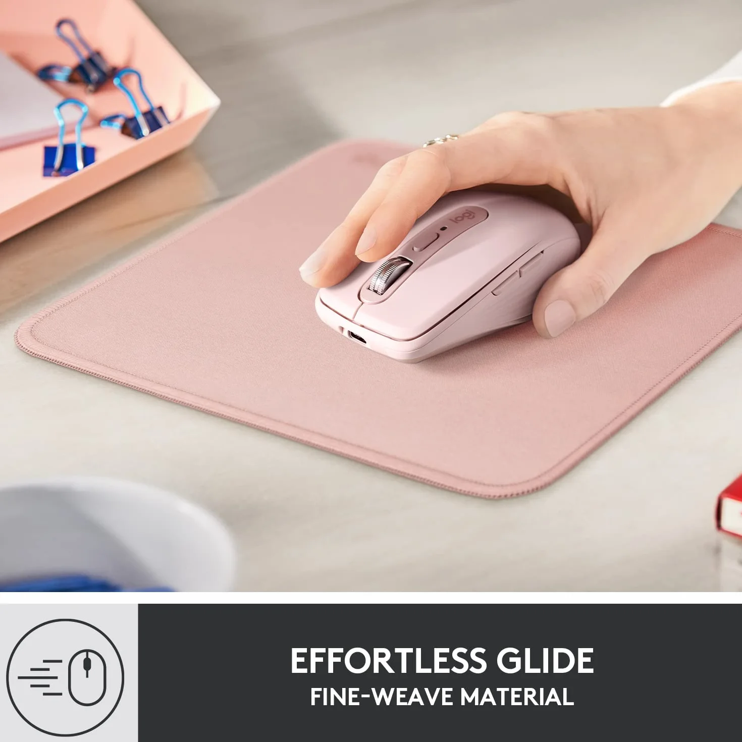 Logitech Mouse Pad - Studio Series, Podkładka pod myszkę komputerową z antypoślizgowym, gumowym spodem, odporną na zalanie powierzchnią, trwała, przenośna, nowoczesny design - Różowy