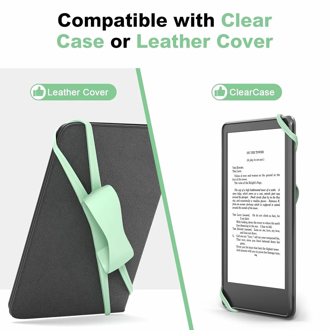Uchwyt do czytania w łóżku, antypoślizgowy uniwersalny silikonowy uchwyt na pasek do uchwytu na palce, pasek na rękę o wysokiej elastyczności do Kindle 6-8 "eReaders Tablet, zielony