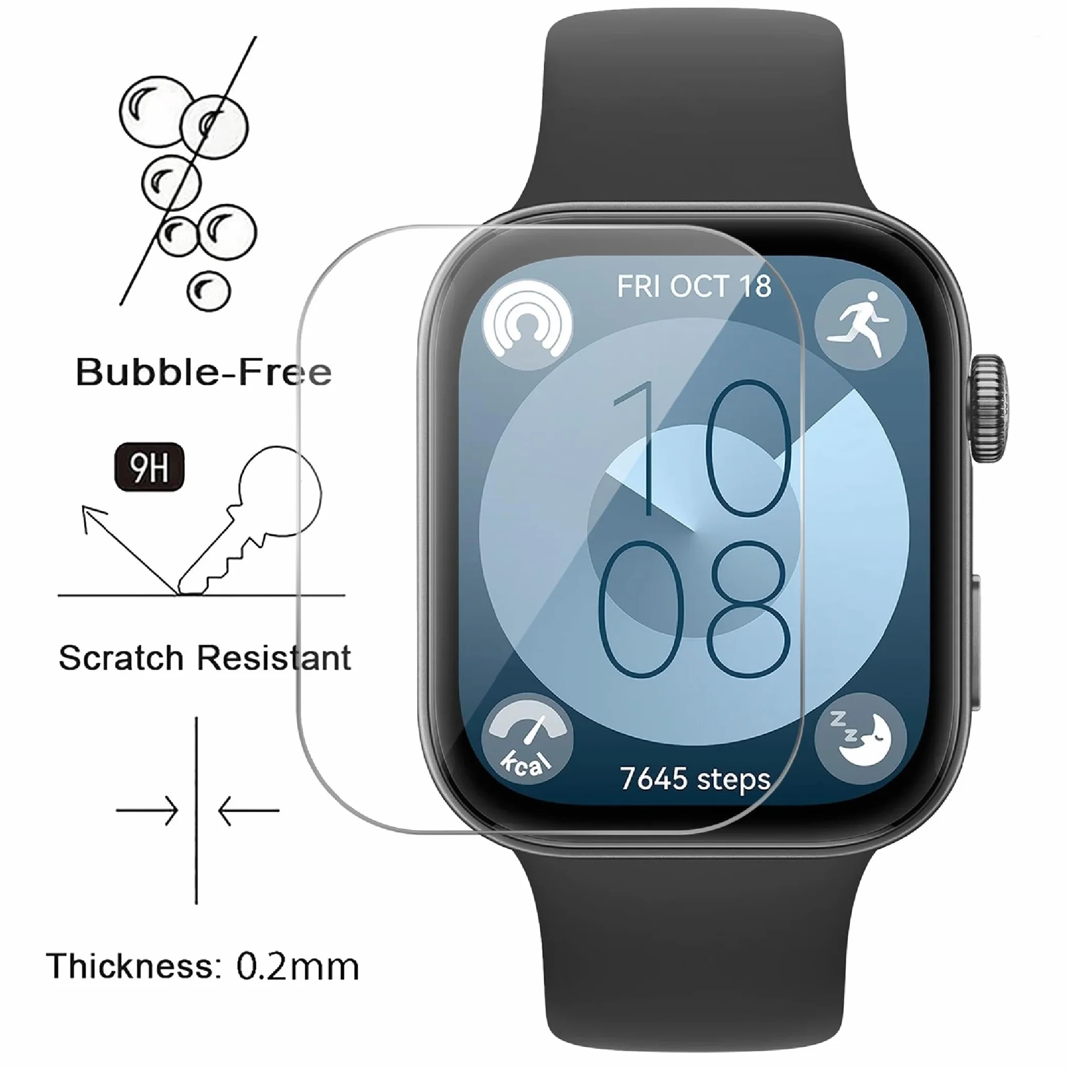 GIOPUEY Ochraniacz ekranu do Huawei Watch Fit 3/Fit 4, [6 opakowań] elastyczna folia ochronna na ekran TPU, odporna na pęcherzyki powietrza, odporna na zużycie, przezroczysta