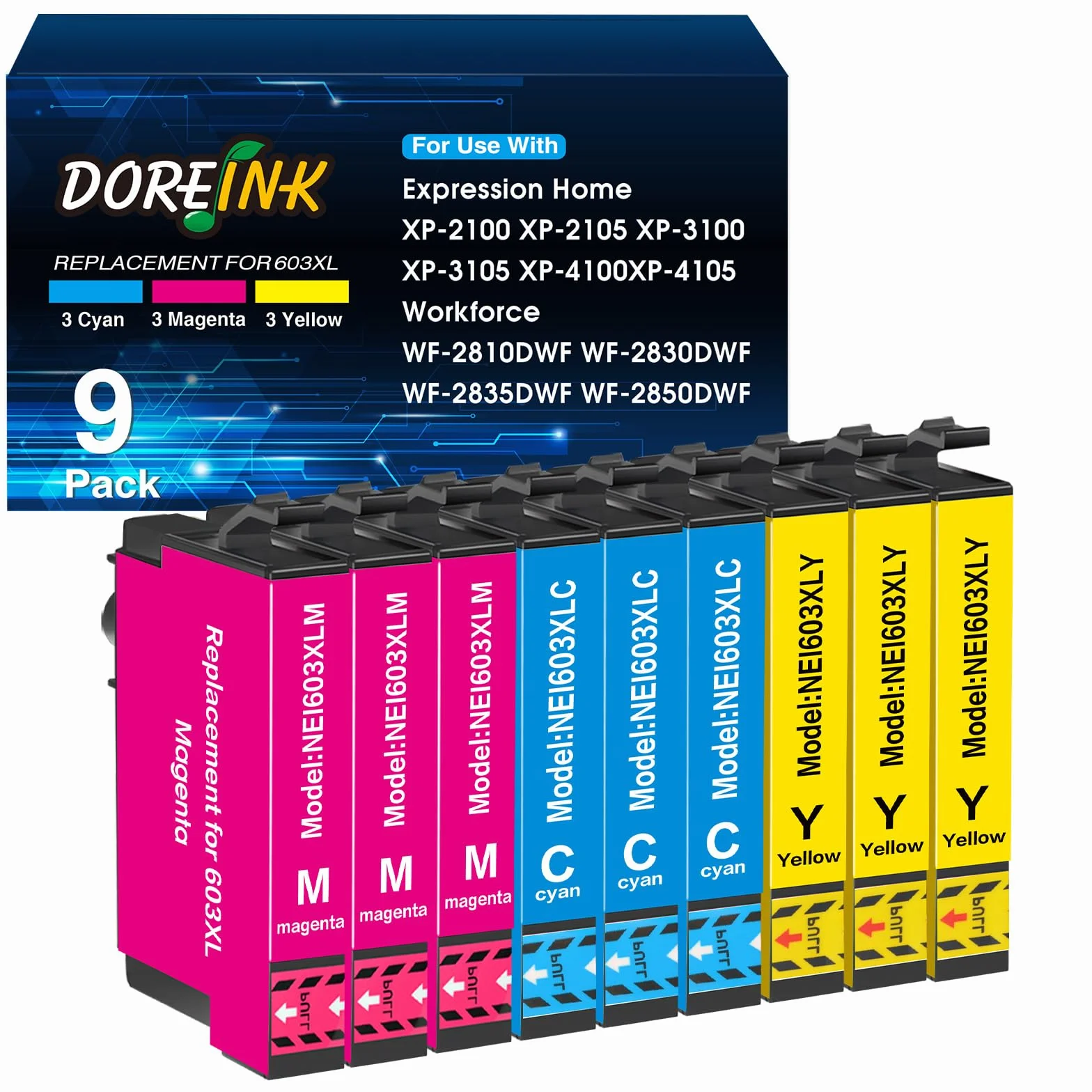 603XL wkłady kolorowe kompatybilne z Epson 603 XL Multipack do Epson Expression Home XP-2100 XP-2105 XP-3100 XP-3105 XP-4100 XP-4105 Workforce WF-2830DWF WF-2830DWF 5DWF WF-2850DWF