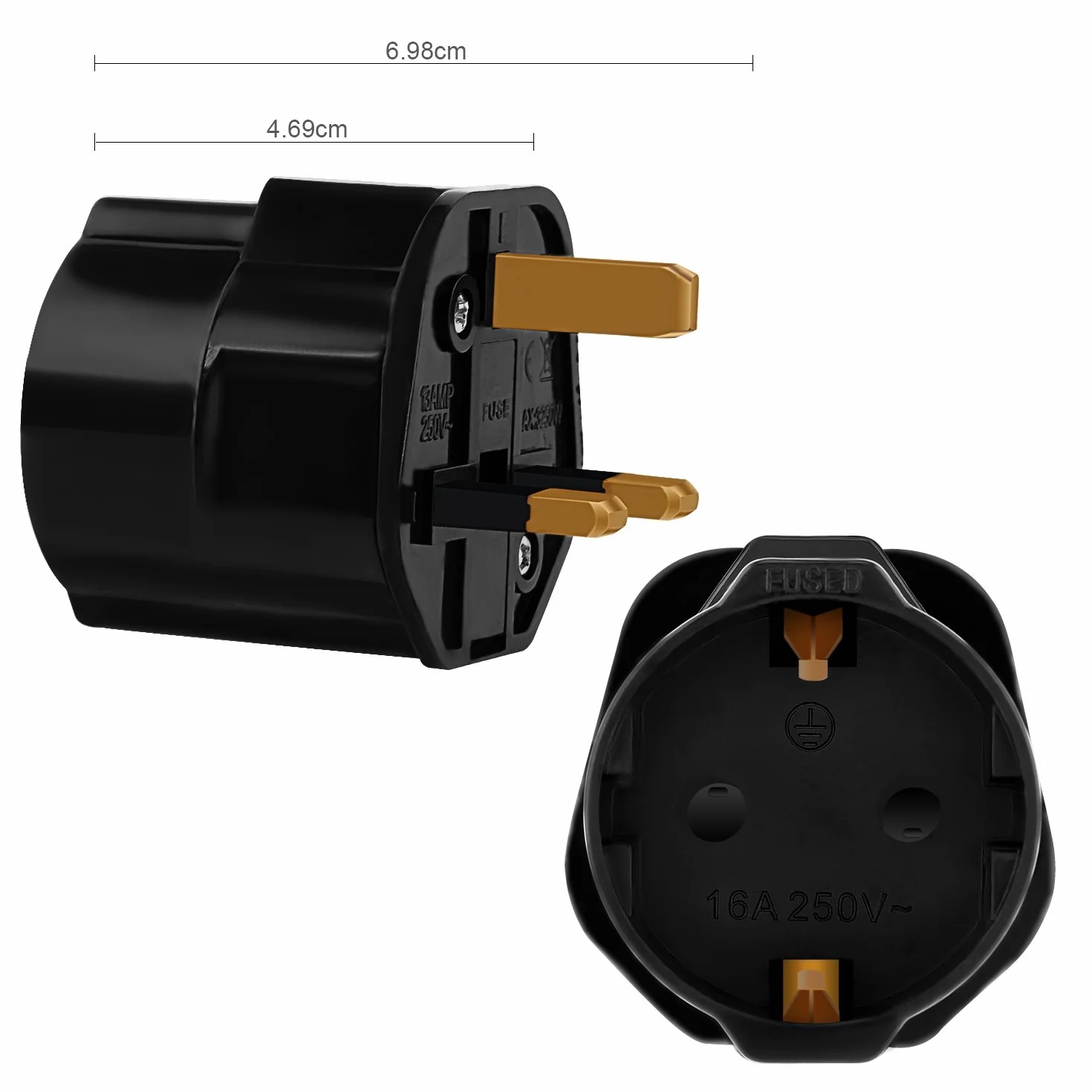 Incutex 6x Adapter Podróżny EU do UK – Schuko 2-Pin na 3-Pin UK – Kompaktowa Przejściówka do Wielkiej Brytanii, Irlandii, Dubaju, Singapuru, Hongkongu – Czarny