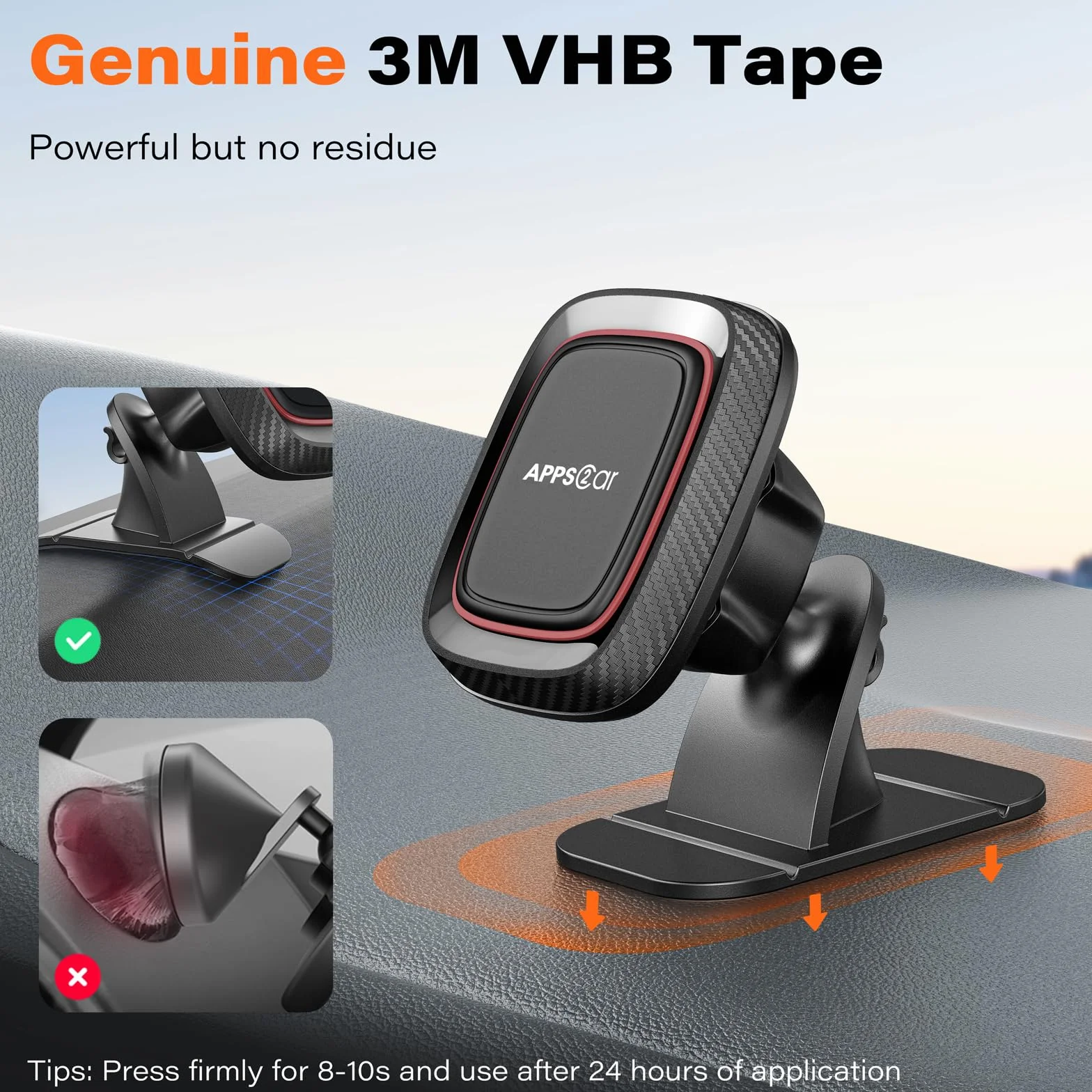 Magnetyczny uchwyt samochodowy na telefon, APPS2Car 360° na deskę rozdzielczą, uniwersalny uchwyt na telefon, kompatybilny z iPhone 11 Pro XS Max X 8, Samsung Oneplus itp