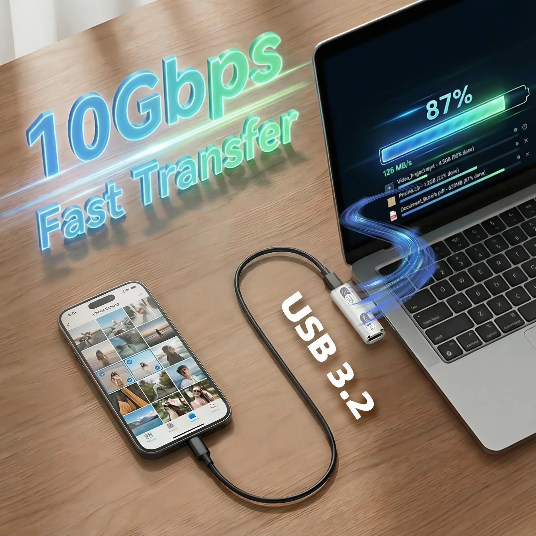 USB-C Ładowarka słuchawkowa Adapter – 2 w 1 adapter audio & szybkie ładowanie 100 W dla urządzeń z portem typu C takich jak laptopy tablety i smartfony – Biały
