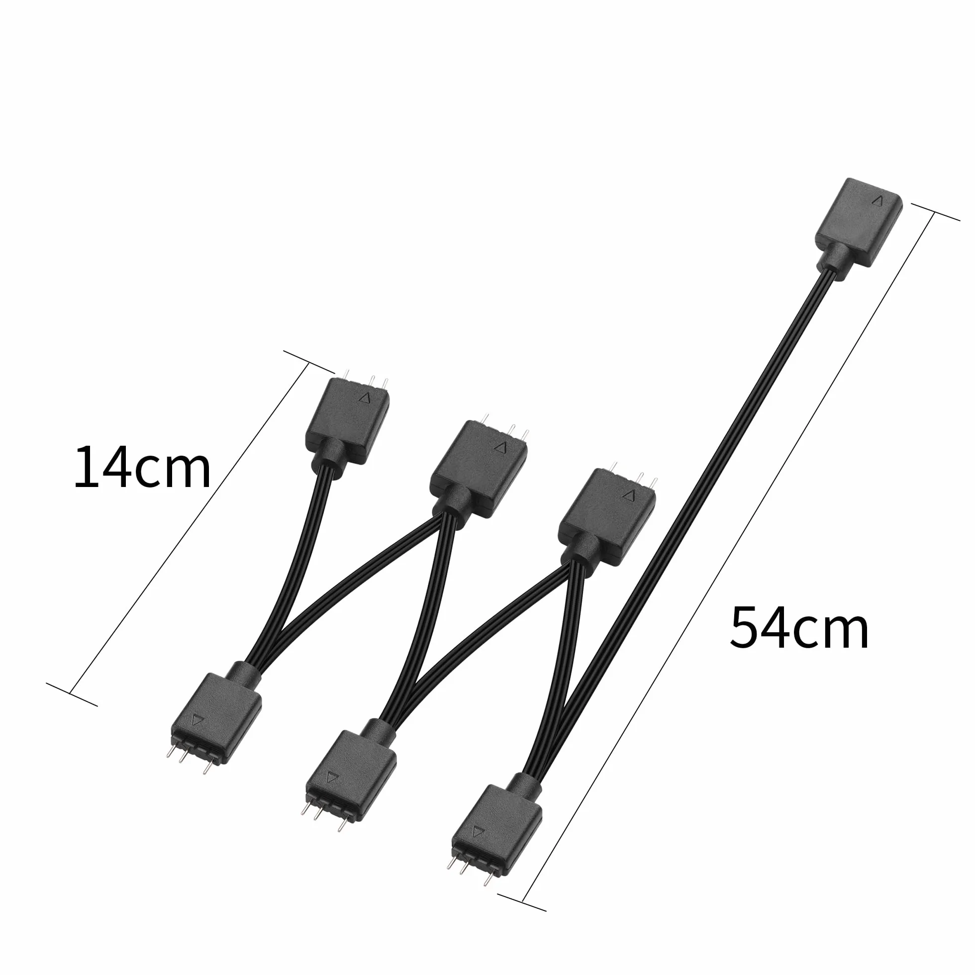 YAODHAOD 5 V 3-biegunowy kabel rozdzielający ARGB i przedłużacz, rozdzielacz 1 do 3/4/6, do chłodnicy CPU, 5 V, paski świetlne LED (1 do 3, ARGB czarny)