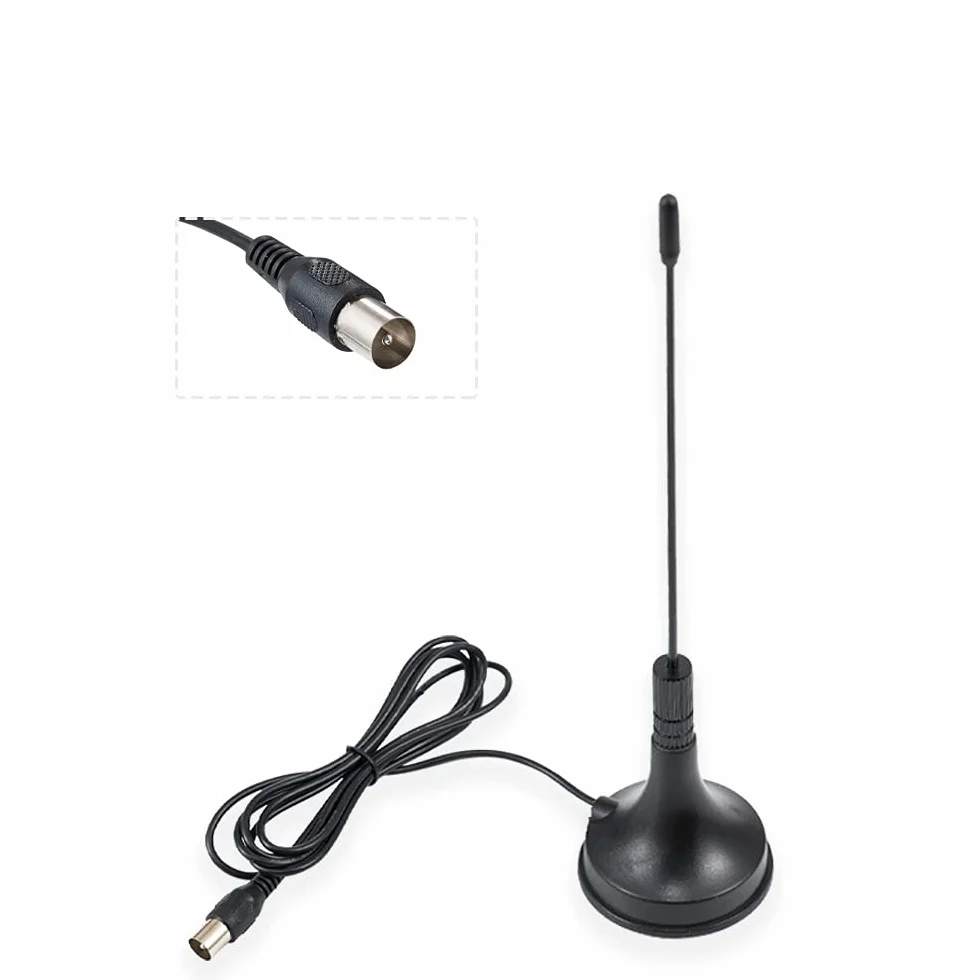 Vecys DVB-T HDTV FM UKW Antena Cyfrowa Wtyczka TV 2 dBi VHF/UHF Mini Antena TV Podstawa Magnetyczna Kabel 1.5 m Kompatybilna z Radiem FM DVB-T2 HDTV DTMB