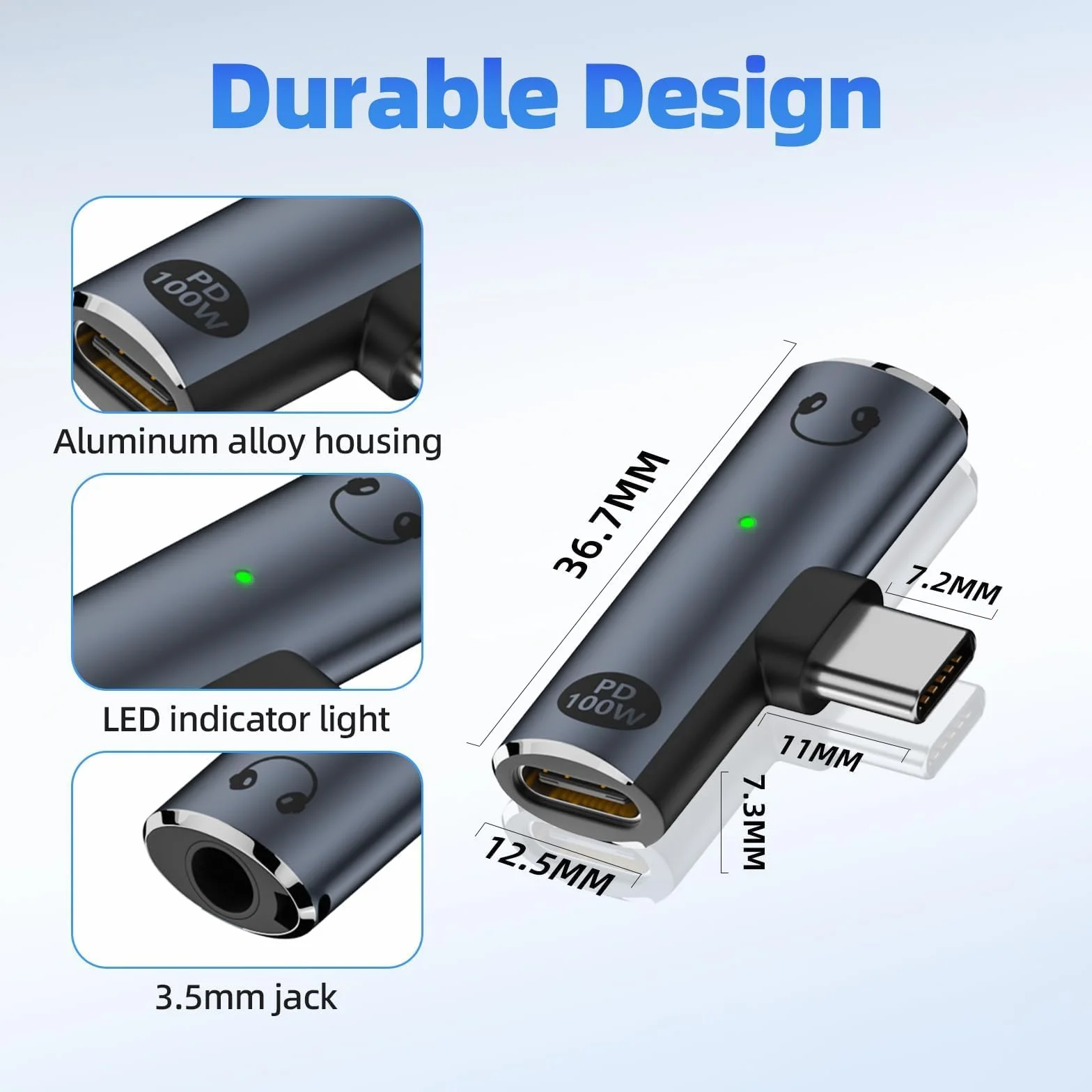 Adapter Słuchawkowy USB-C 2 w 1 Szybkie Ładowanie 100W Złącze Audio 3,5 mm