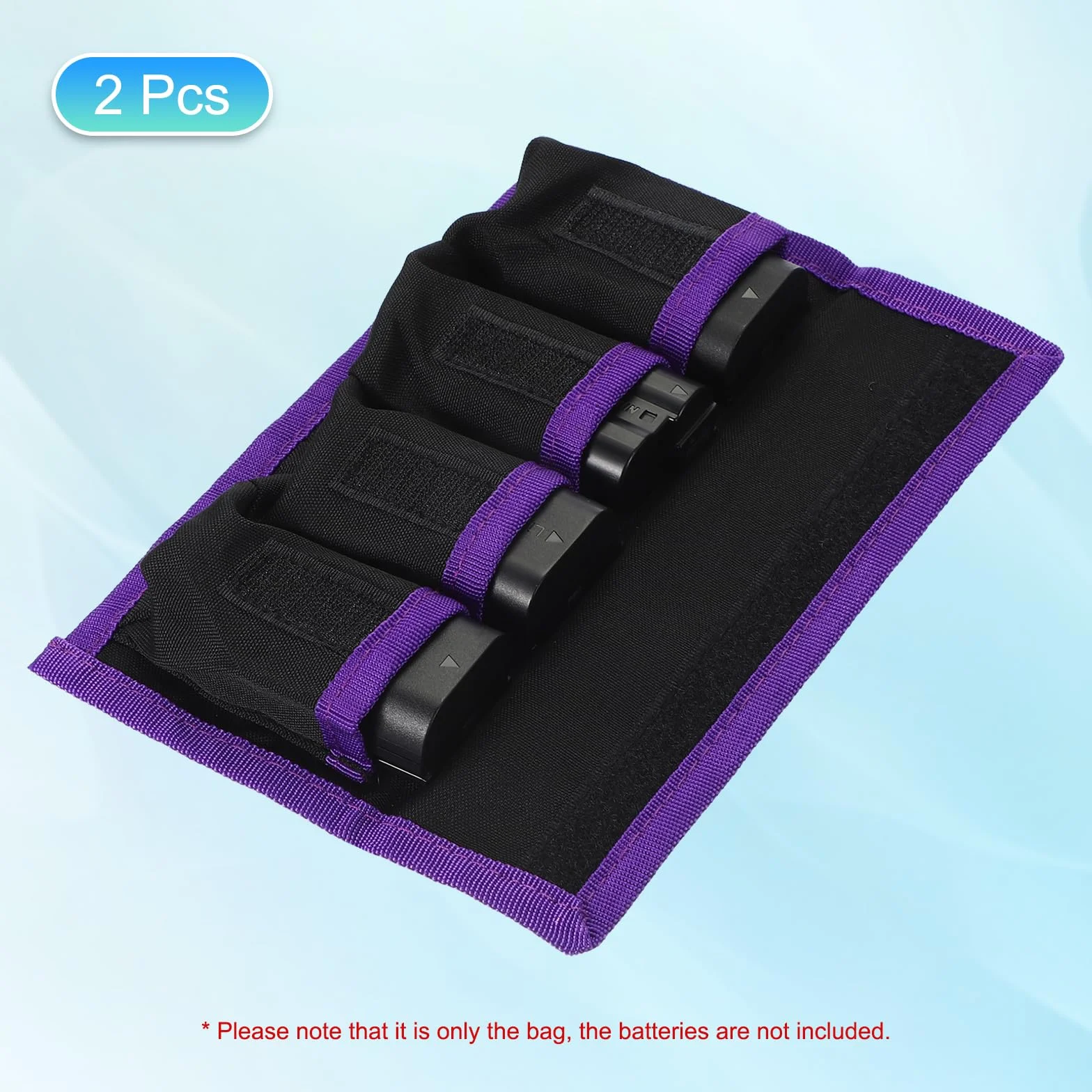 PATIKIL Etui na baterie do aparatu 4 kieszonkowe nylonowe torba do przechowywania baterii AAA LP-E6 LP-E8 NP-FW50 EN-EL14 EN-EL15 Fioletowy 21.6x9x2cm