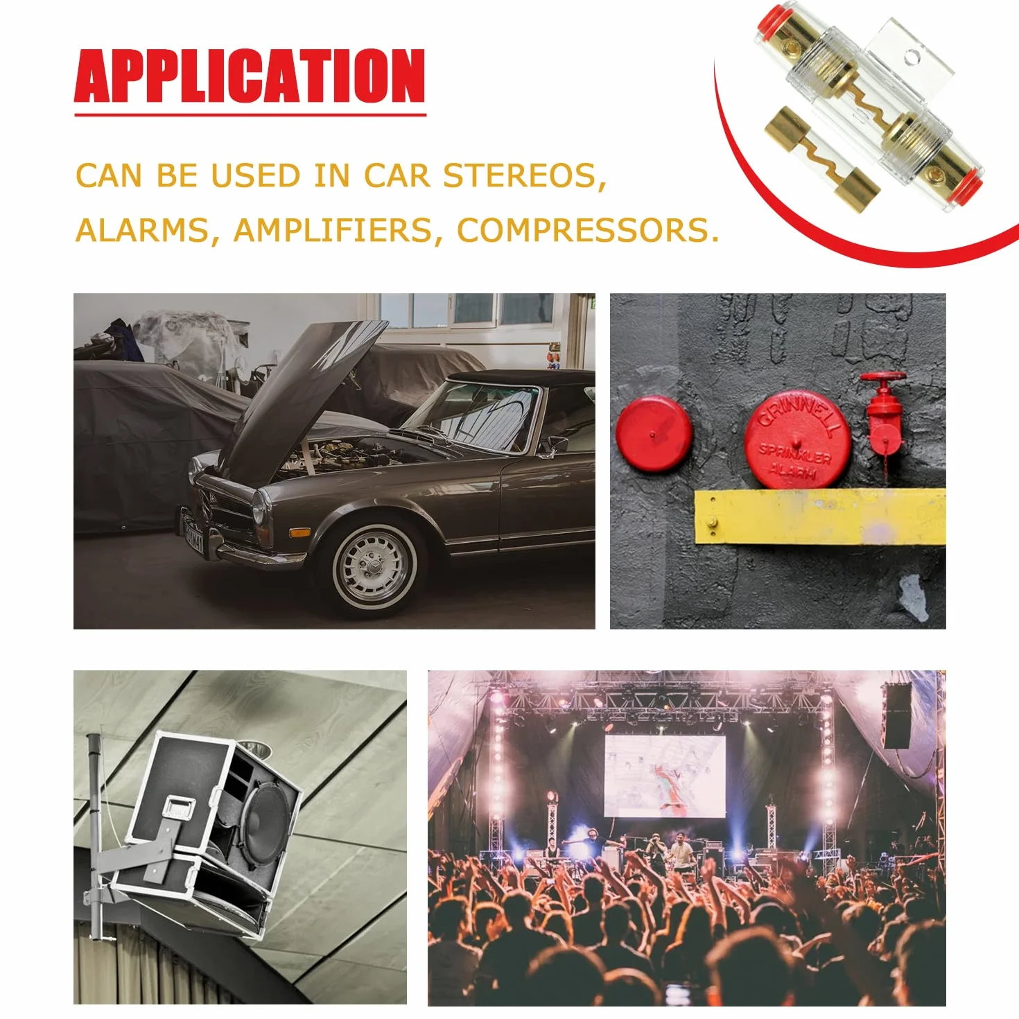 AGU Pozłacany 2 szt. 100A AGU bezpiecznik bezpiecznik samochodowy Audio Power ochrona bezpieczeństwa (100A)