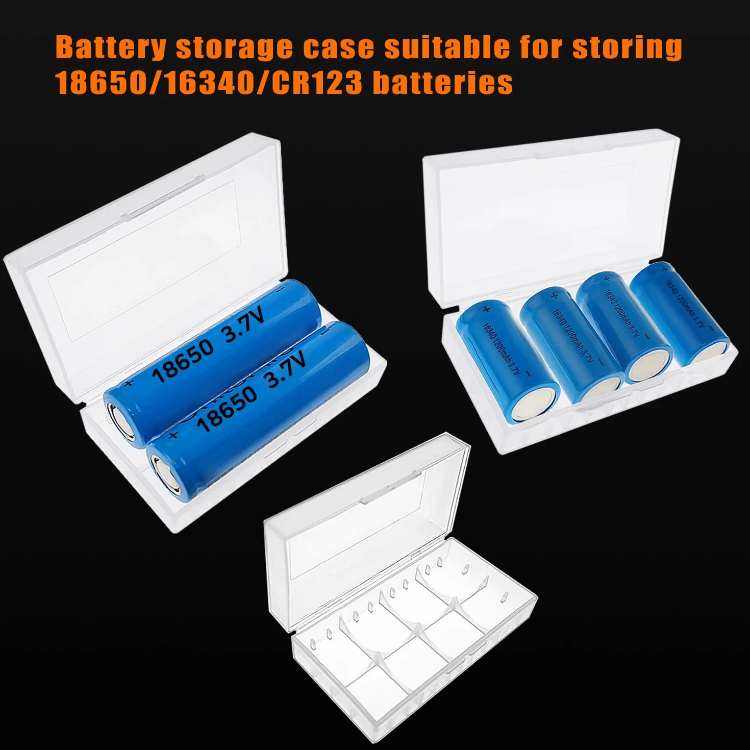 10 Sztuk 18650/16340/CR123A Plastikowy Pojemnik na Baterie, KUOQIY Cell Battery Storage Case Holder Box, Wielofunkcyjny Pojemnik na Baterie, dla Baterii 18650 CR123A 16340 (5 Kolorów)