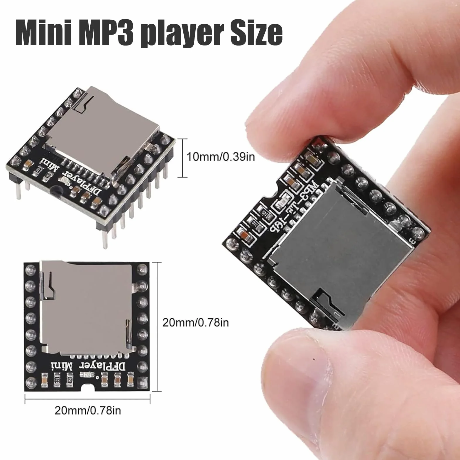 Mini moduł odtwarzacza MP3 Master, mini moduł odtwarzacza MP3, karta dekodera mowy MP3, 2 sztuki, obsługuje kartę TF U-Disk-E/A/interfejs serylowy/AD do DIY kompatybilny z Arduino