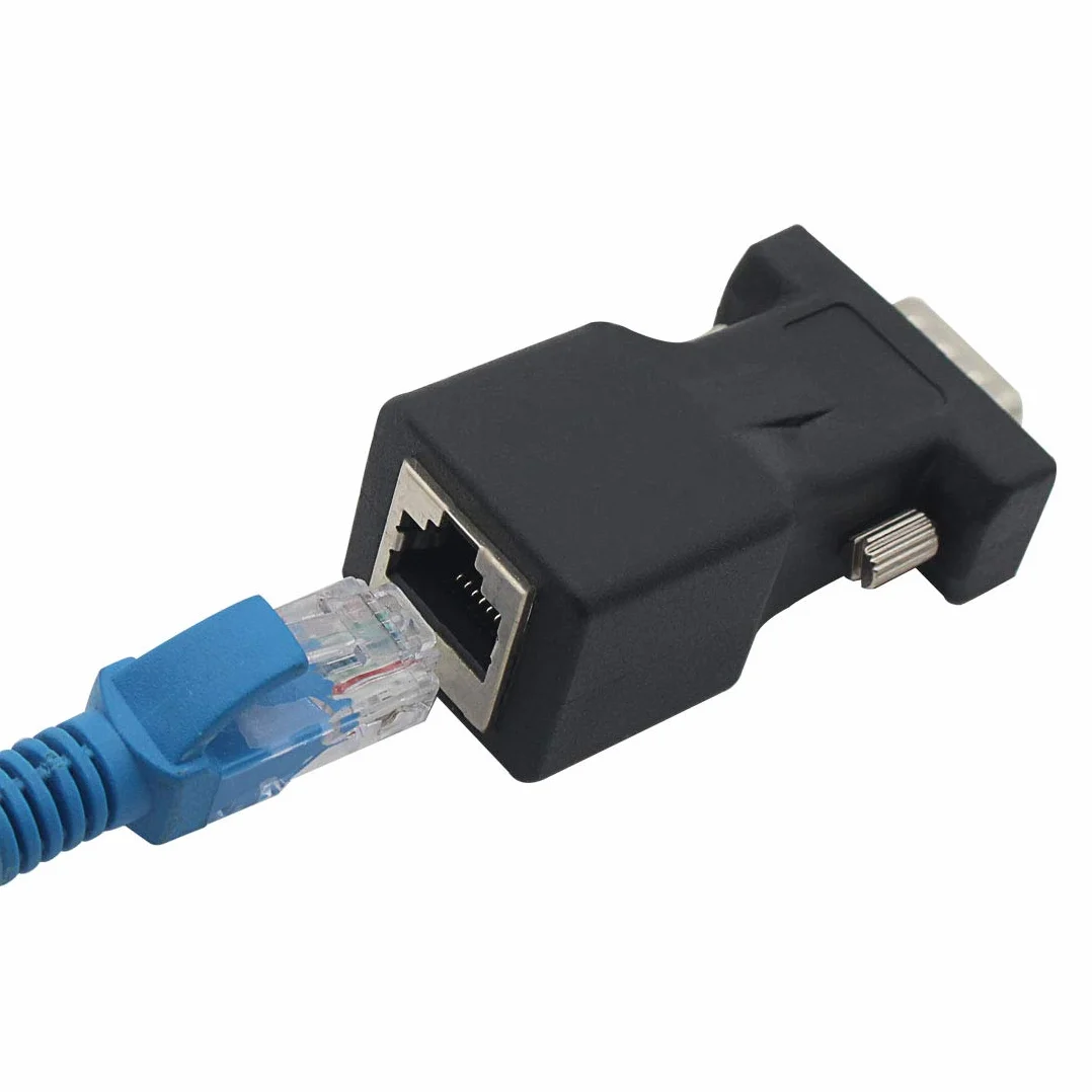 DB9 RS232 męski port do żeńskiego złącza RJ45 DB9 przedłużacz portu szeregowego do LAN CAT5 CAT6 RJ45 adapter kabla Ethernet