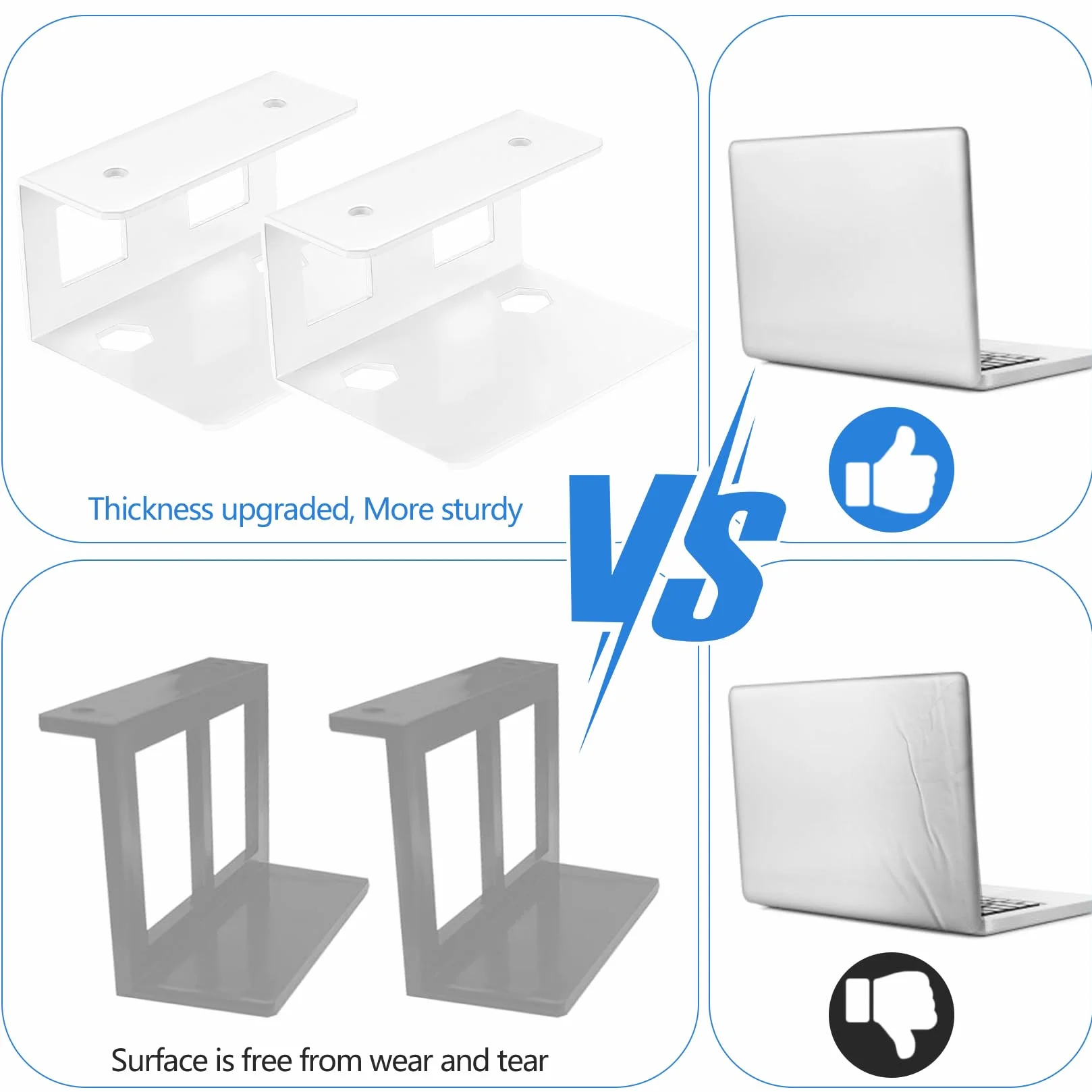 3 szt. uchwyt pod biurko pod laptopa, uchwyt na laptopa pod stołem, oszczędzający miejsce organizer półka na laptopy, tablety, klawiatury, skrzynki kablowe, przełączniki sieciowe (białe)