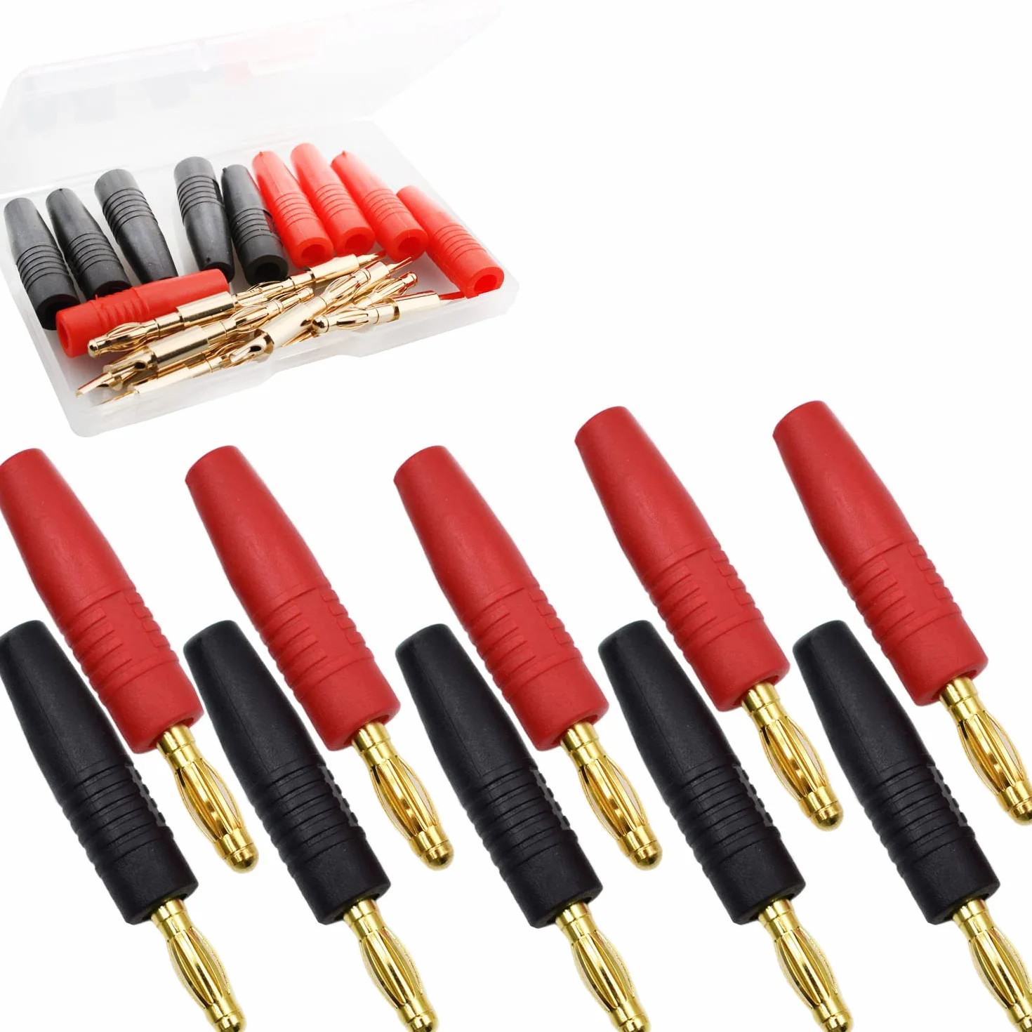 RUNCCI-YUN 10 sztuk 4 mm wtyk bananowy, wtyk głośnika, pozłacany typ lutowania, do multimetru, przewodów pomiarowych, kabli głośnikowych, adapter ładowarki RC Lipo