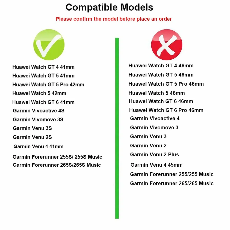 Bransoletka Pasek Silikon do Garmin Vivomove 4S,Vivoactive 3S,Venu 4 41mm/3S/2S, 18mm Sport Paski Pasek do Zegarka do Huawei Watch 5 42mm/GT 6/5/4 41mm