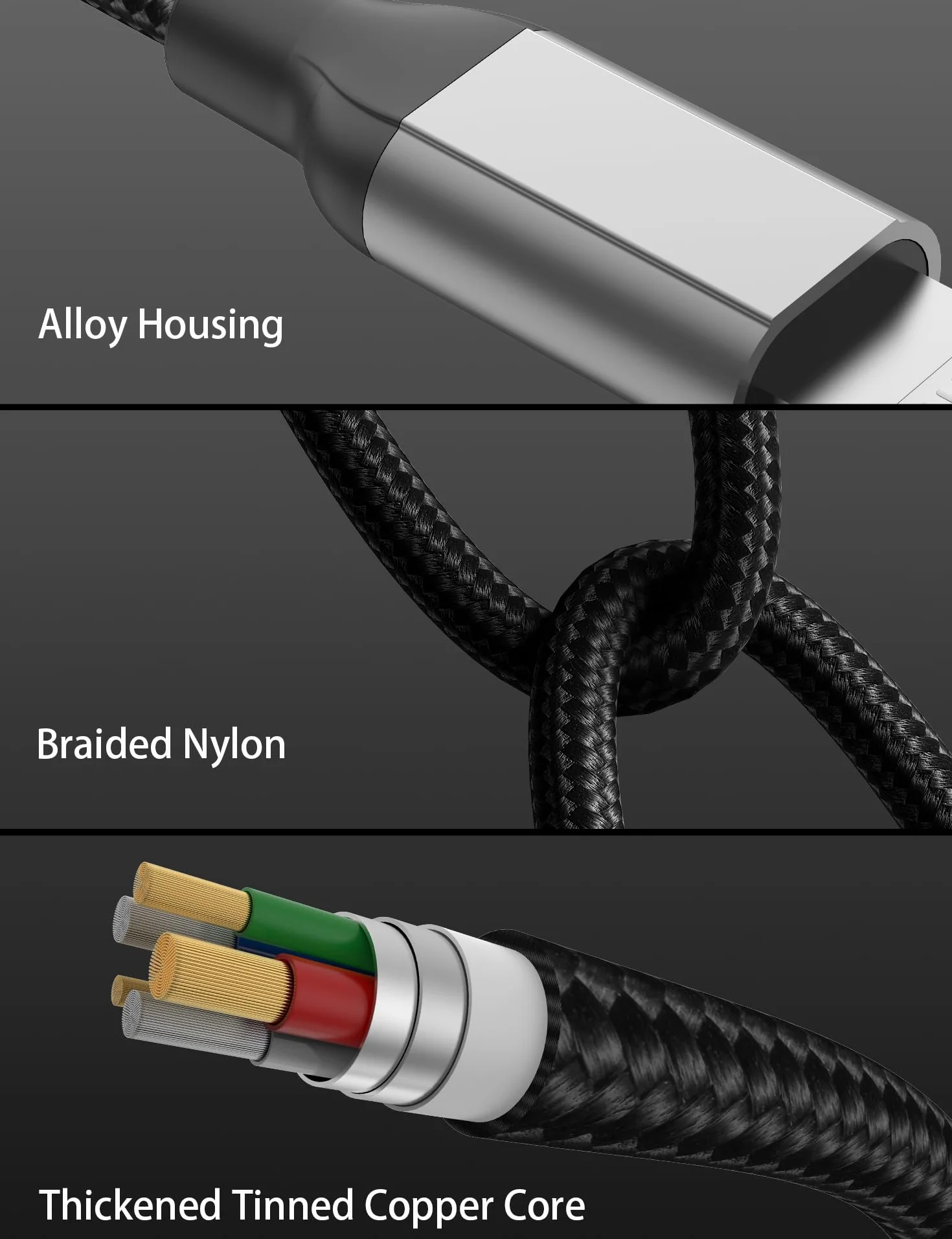 Kabel do ładowania iPhone 20 cm MFi USB na Lightning szybkie ładowanie 3 sztuki