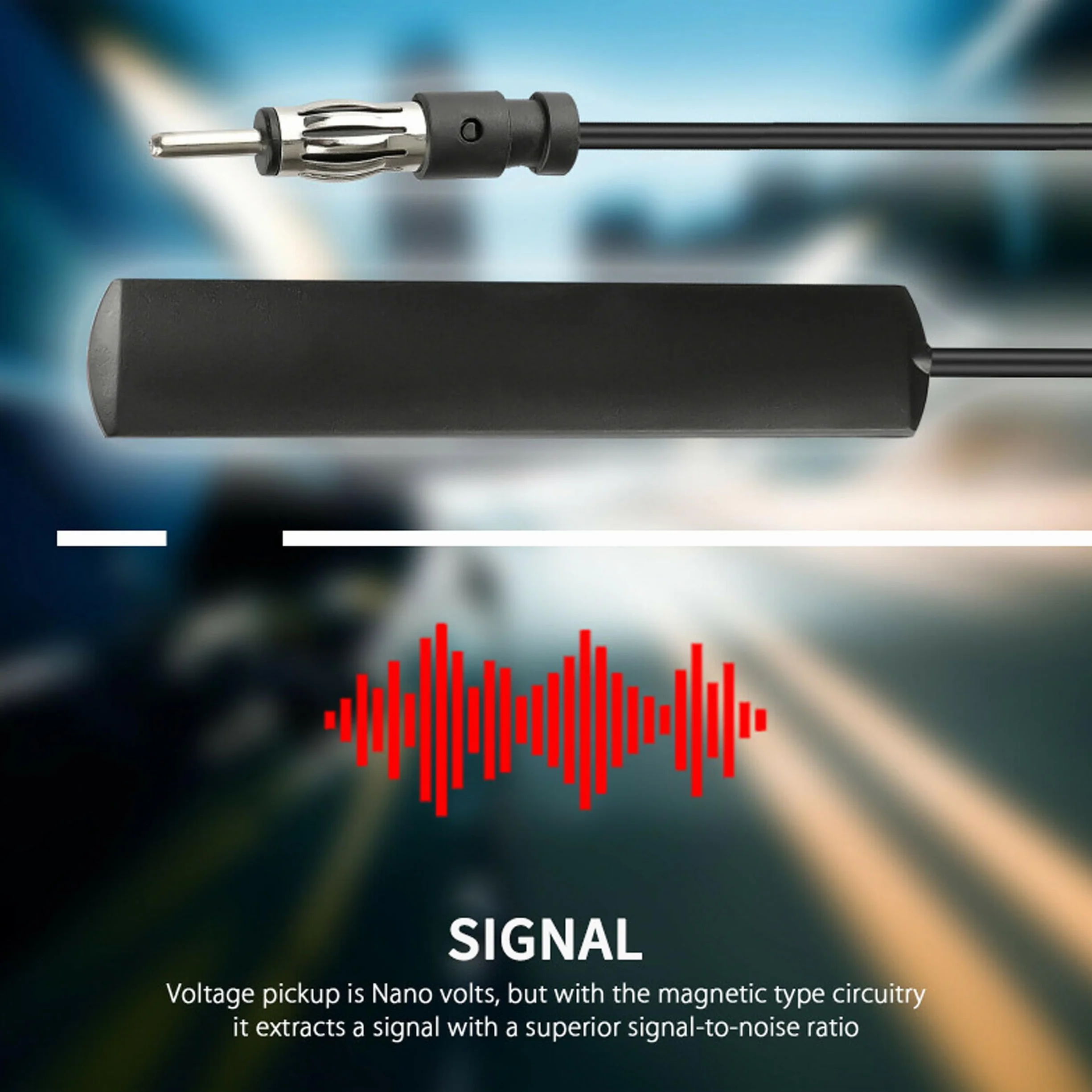Antena uniwersalna FM DAB do radia samochodowego, krótka naklejana na przednią szybę, wtyk DIN 3m