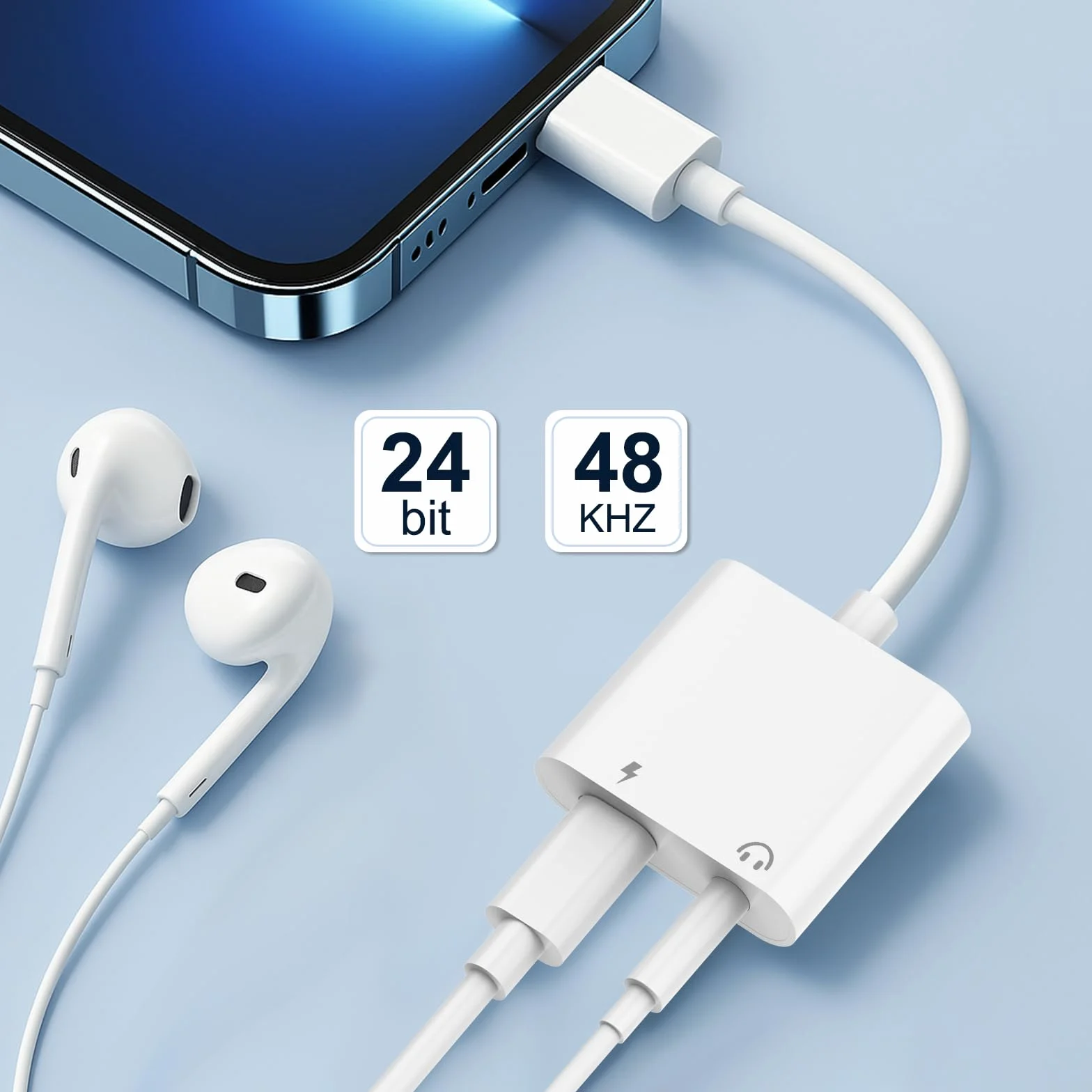 Oliveria Adapter Lightning na jack 【Certyfikat MFi】 dla iPhone, słuchawki, adapter AUX i kabel audio 3,5 mm, konwerter gniazda słuchawkowego 3,5 mm, kompatybilny z iPhone 14/13/12/11/X/XS/XR/8/7