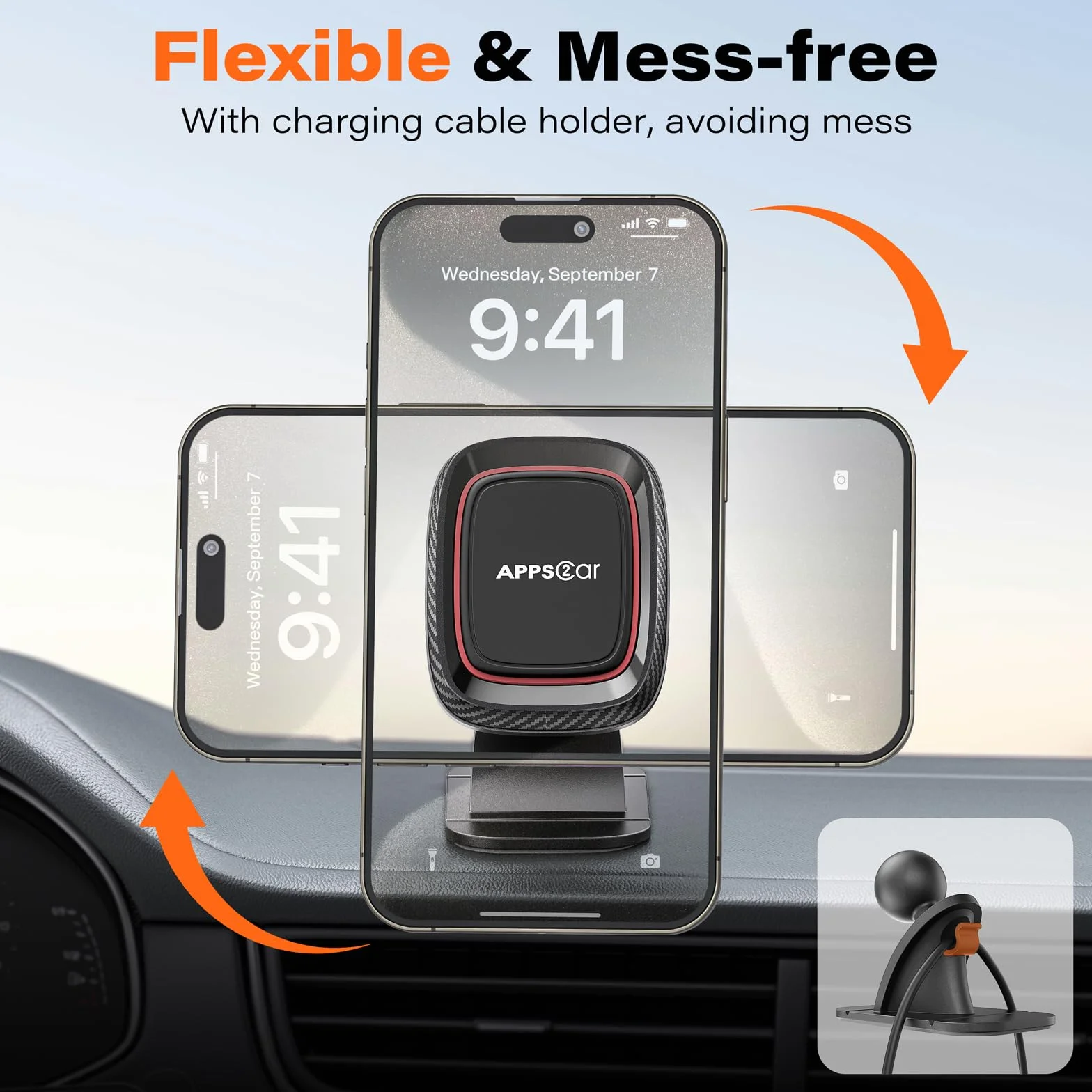 Magnetyczny uchwyt samochodowy na telefon, APPS2Car 360° na deskę rozdzielczą, uniwersalny uchwyt na telefon, kompatybilny z iPhone 11 Pro XS Max X 8, Samsung Oneplus itp