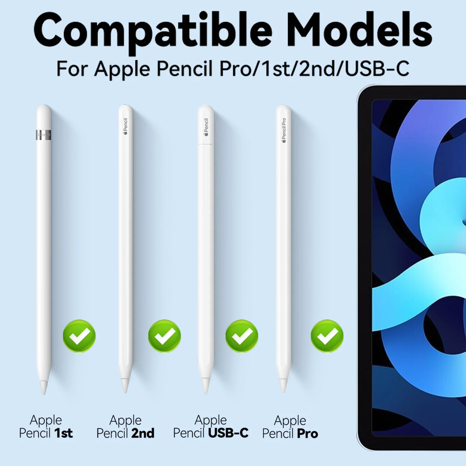 Inesore 4 końcówki zamienne Apple Pencil Pro USB-C 2. generacja 1. generacja
