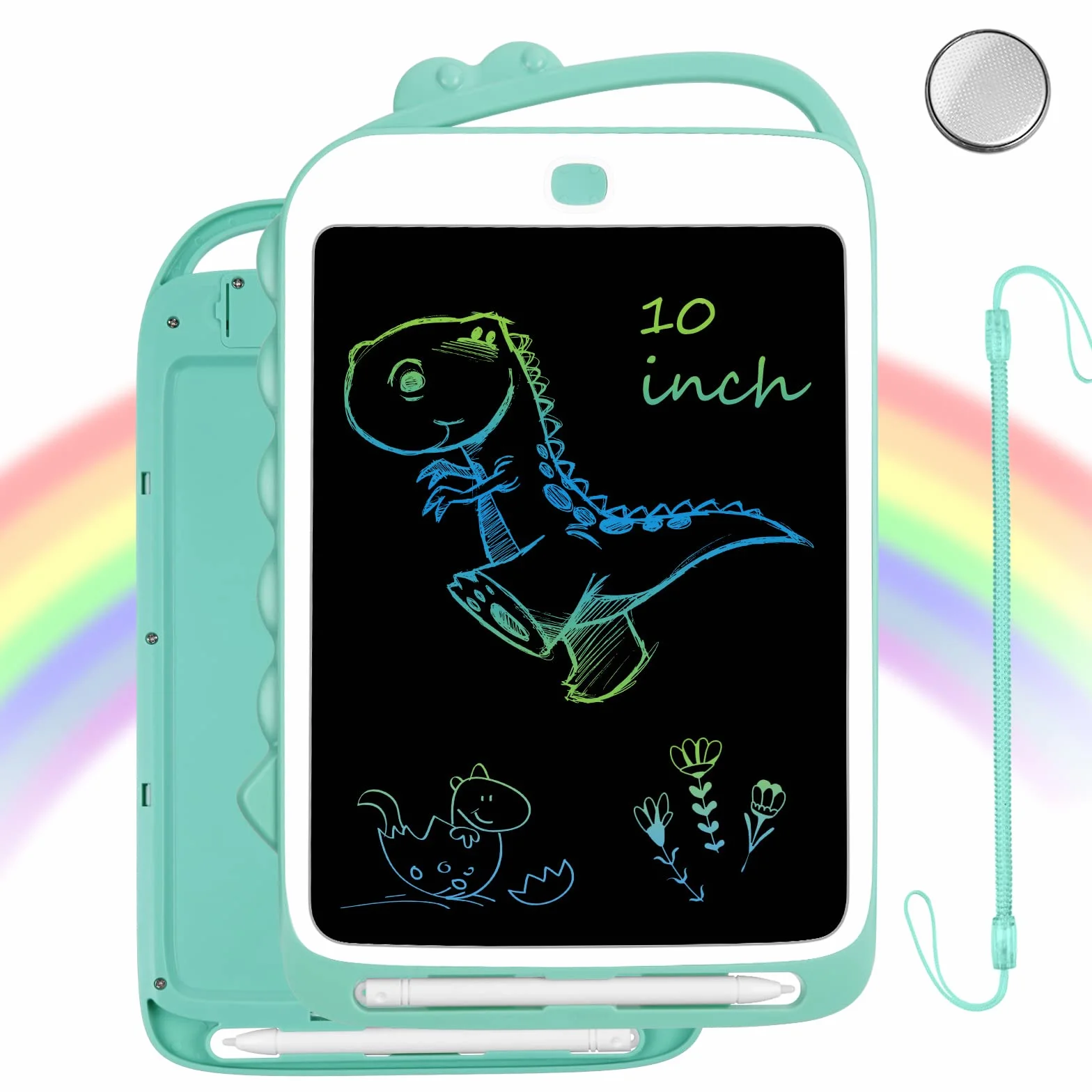 Vicloon Tablet LCD do nauki pisania, kolorowa tablica kreślarska, cyfrowy e-czytnik, elektroniczny tablet graficzny, dla dzieci do pisania odręcznego i rysowania, z blokadą, 10”, zielony