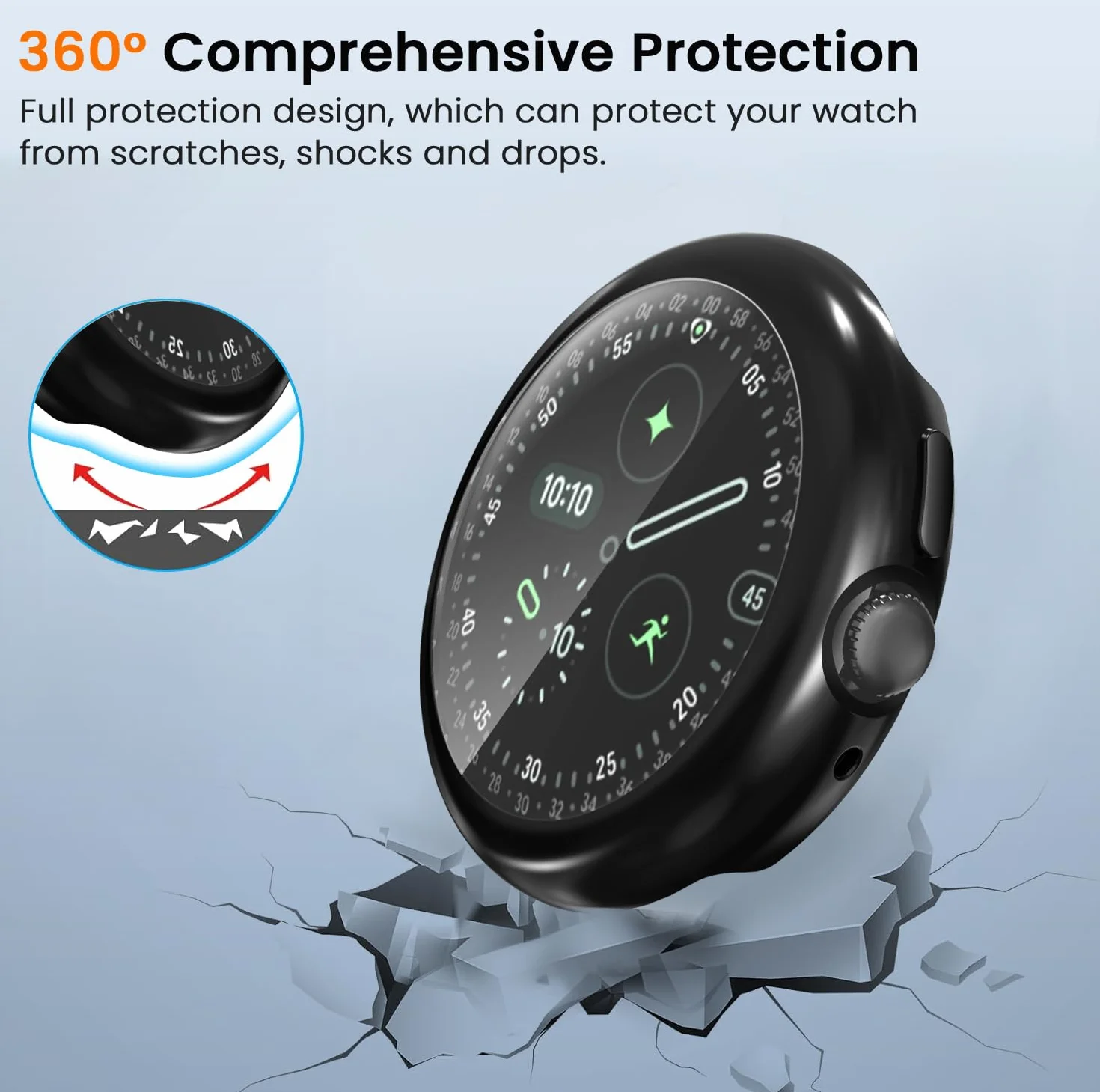 ivoler etui ochronne z osłoną ekranu i ładowaniem do Google Pixel Watch 4 41 mm TPU czarne