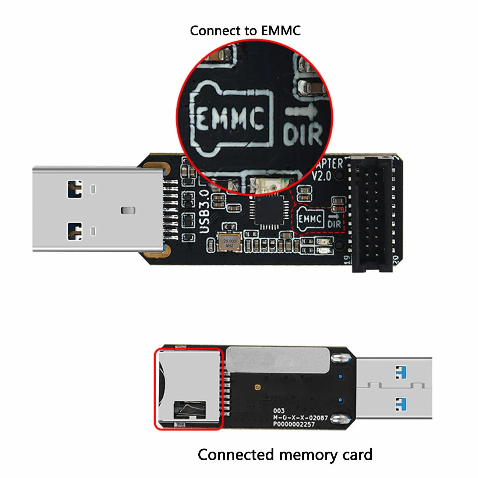 Wakects Adapter EMMC V2 Czytnik Kart USB3.0 Narzędzie do Szybkiego Przesyłania Danych