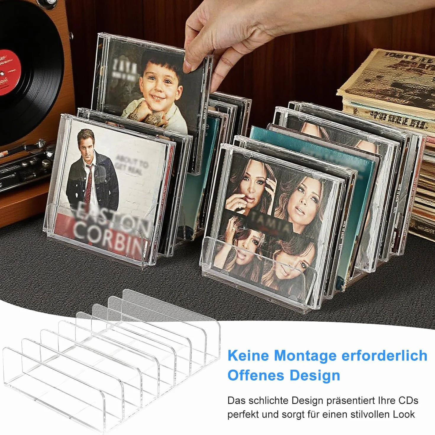 Przezroczysty uchwyt na płyty CD, 2 szt., akrylowy regał na płyty CD/DVD, stojak na kosmetyki, organizer na CD, tacki na kasety, kasety do gier, książki, kosmetyki
