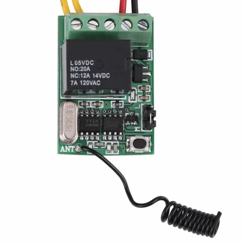 Przełącznik przekaźnikowy, przekaźnik bezprzewodowy Akozon pilot jednoprzyciskowy odbiornik nadajnik DC 4V 5V 6V 7,4V 9V 12V