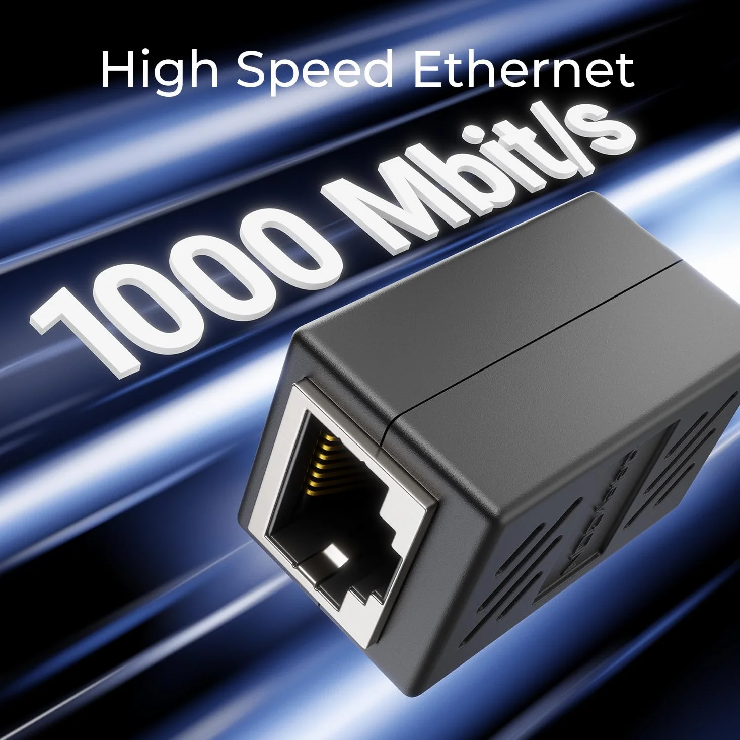 deleyCON RJ45 Złącze Gigabit 1000 Mbit LAN Kabel Przedłużający Ethernet Adapter Cat8 Cat7 Cat6 Cat5 Czarny