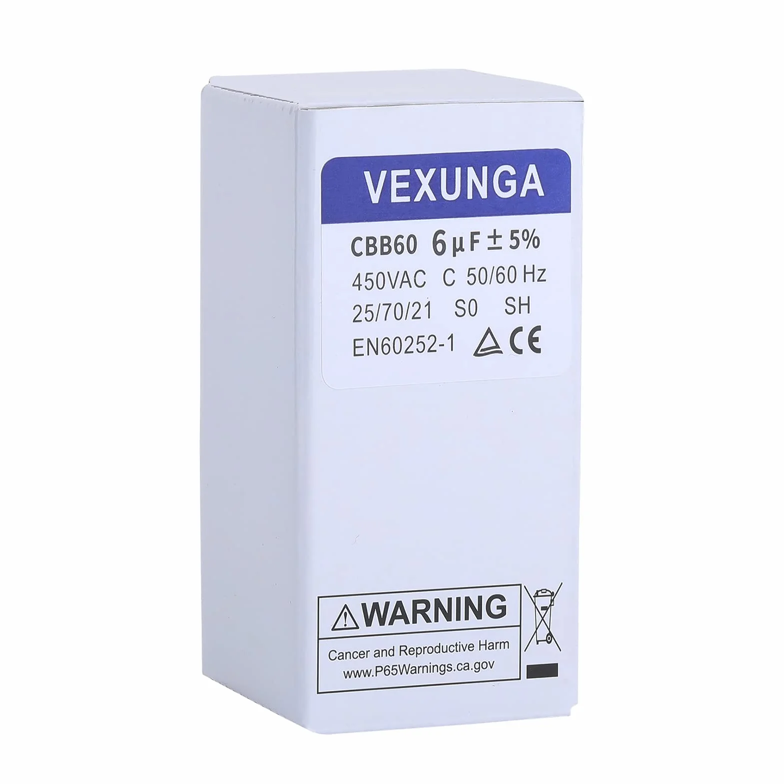 VEXUNGA Kondensatory CBB60 6uF 450V Kondensator rozrusznika silnika elektrycznego 6µF 450 V 35 x 65 mm M8 kabel przyłączeniowy