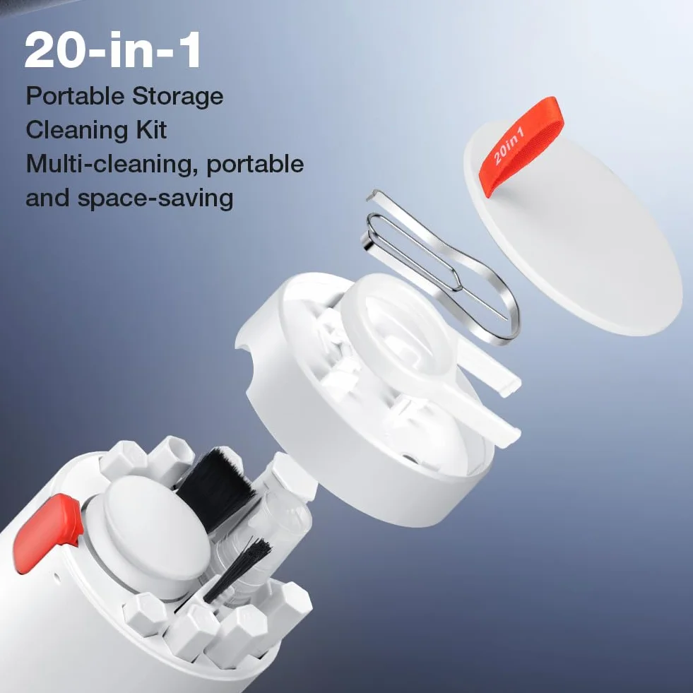 Zestaw do czyszczenia klawiatury 20 w 1, zestaw do czyszczenia słuchawek AirPods ze szczotką i sprayem, do czyszczenia klawiatury, laptopa, telefonu komórkowego, monitora PC, aparatu (biały)