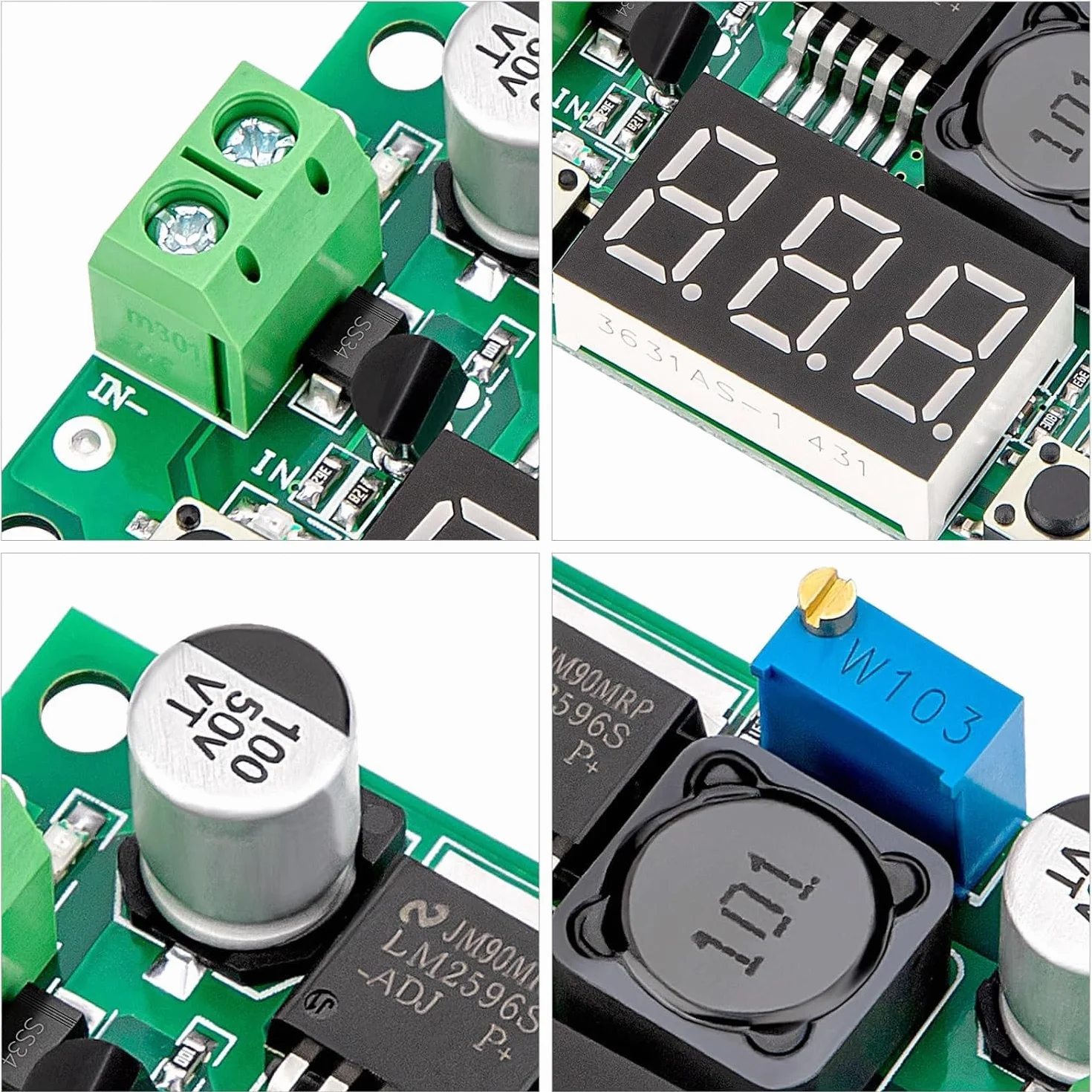 RUNCCI-YUN Regulowany Zasilacz DC Step Down Converter 4-40V na 1,25-37V z Woltomierzem LED