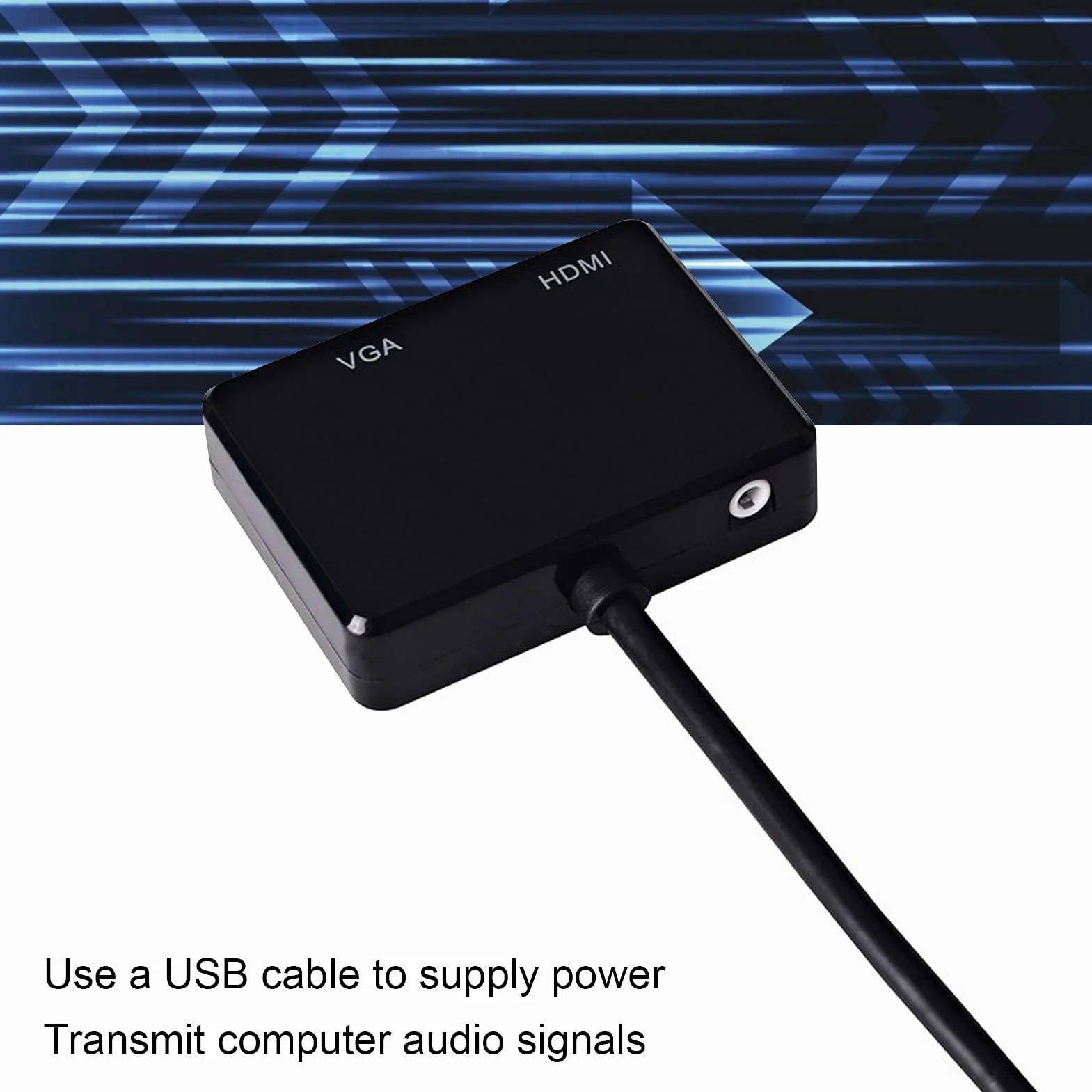 Kabel VGA na HDMI, Przejściówka z Dźwiękiem do Podłączenia Starego Komputera, Laptopa do Nowego Monitora, Wyświetlacza, Telewizora HD (Czarny)