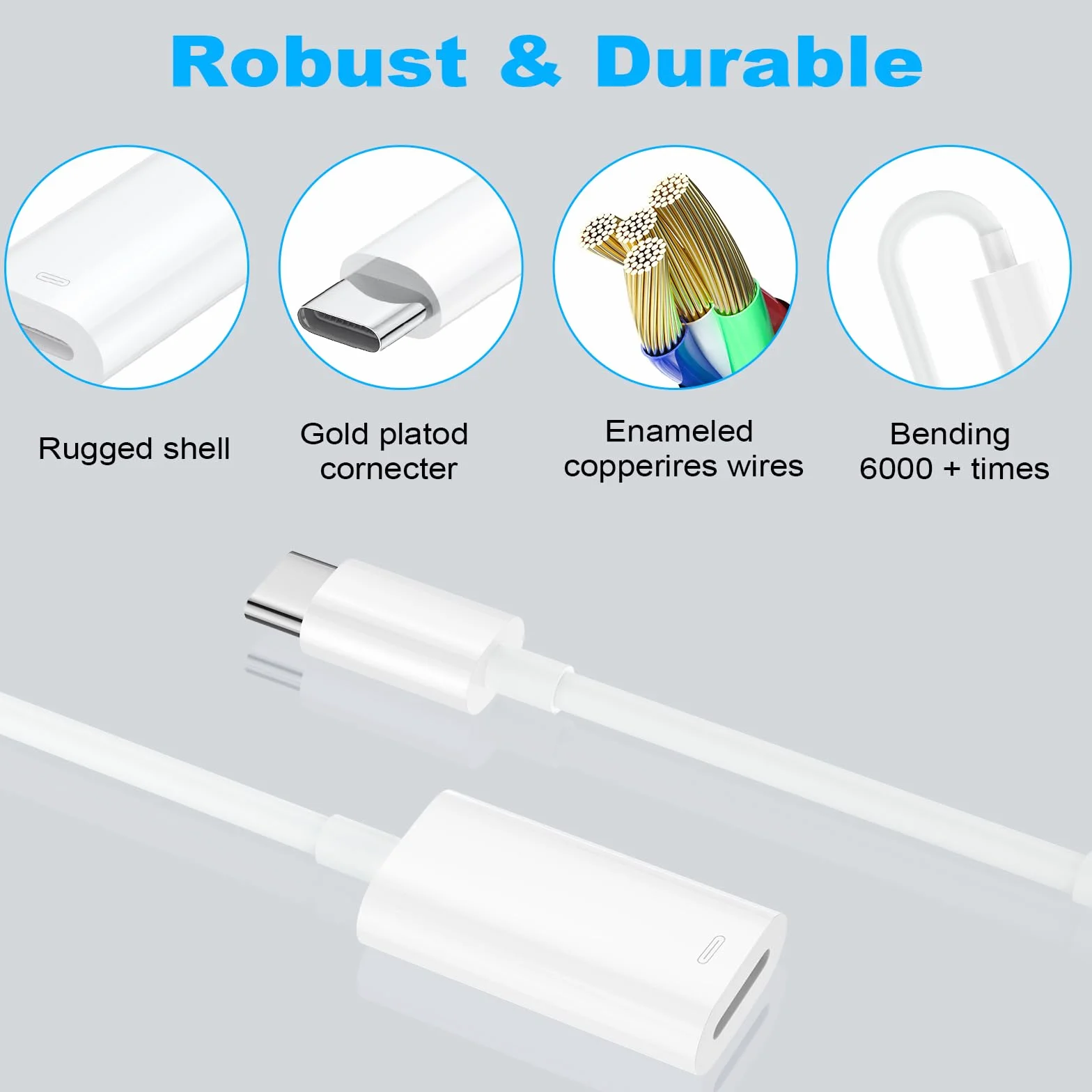 AXFEE Adapter słuchawkowy USB C na Light-ning typu C na Light-ning, do i-Phone 15 i-Pad Air i-Pad Mini 6 MacBook, Galaxy S22 ULT, ładowanie 3 w 1, transfer danych/adapter