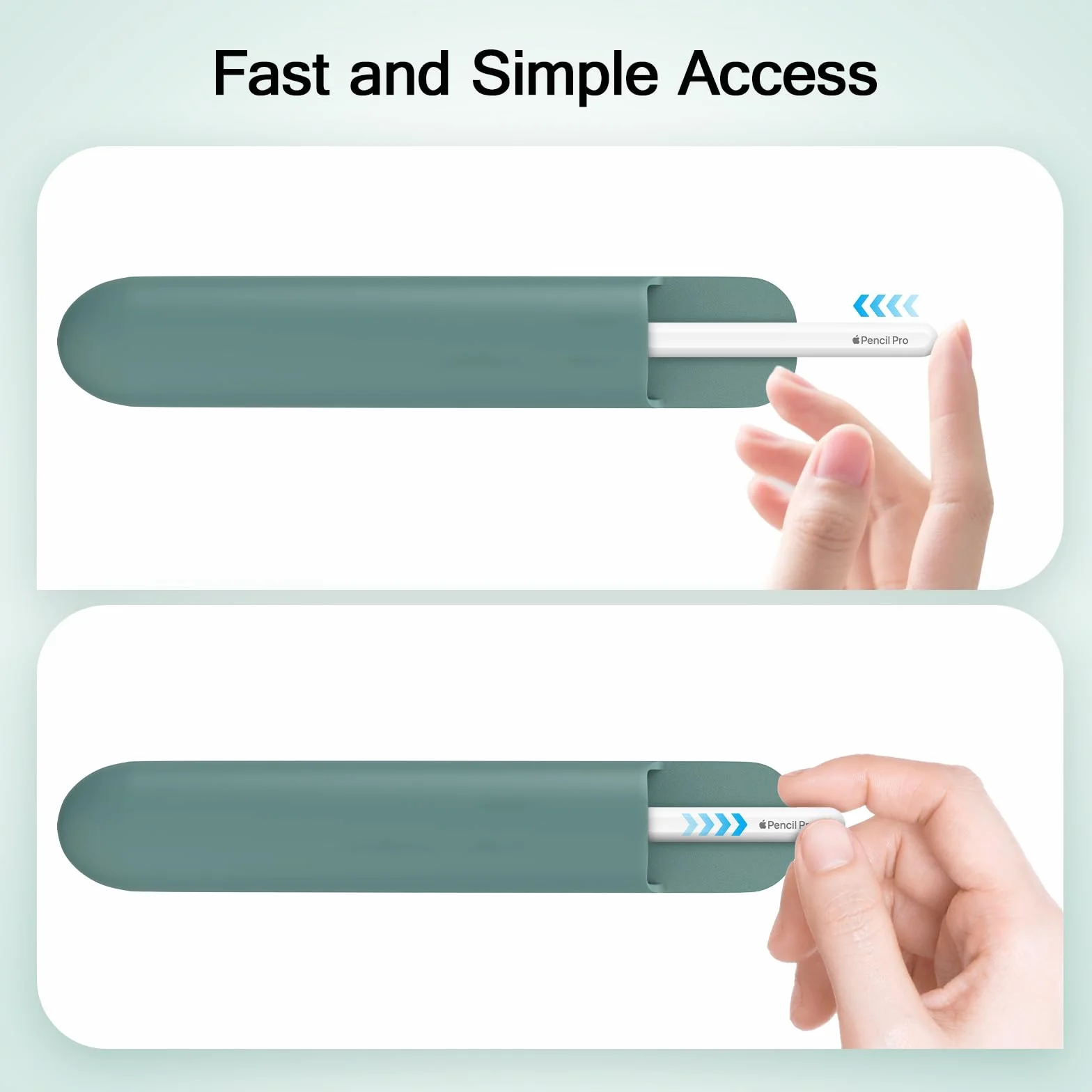 MoKo Universal Stylus Holder, Adhesive Silicone Pencil Protected Sleeve Compatible with Pencil Pro&1st&2nd Gen&USB-C and Similarly Sized Styluses,Attached to Case for Pencil,Dark Night Green