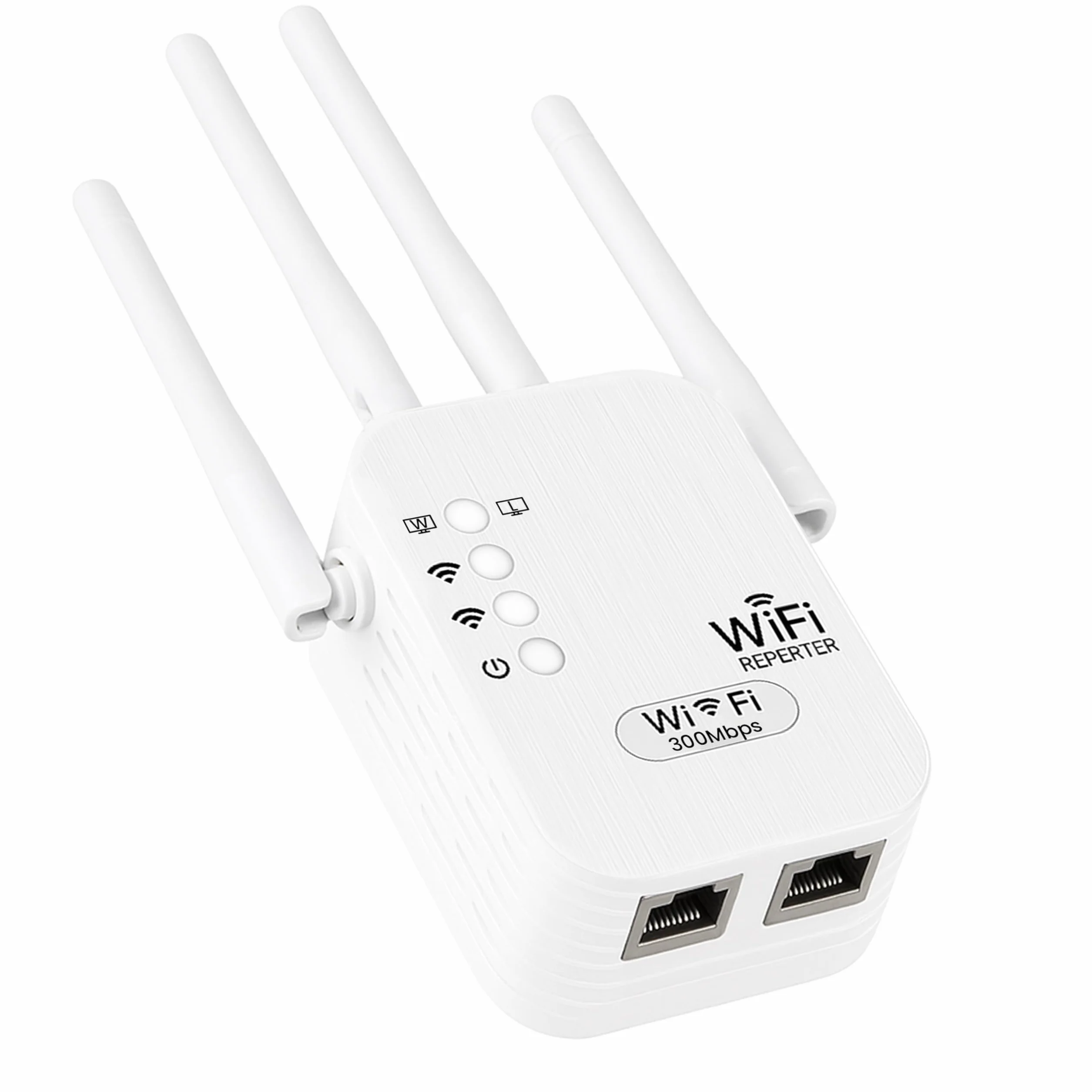 Retoo wzmacniacz sygnału Wi-Fi N 300 Mbit/s 2,4GHz 4 anteny repeater router tryb Access Point Modus WPA/WPA2 WPS funkcja EU wtyczka Biały prosty montaż dla stabilnego połączenia internetowego